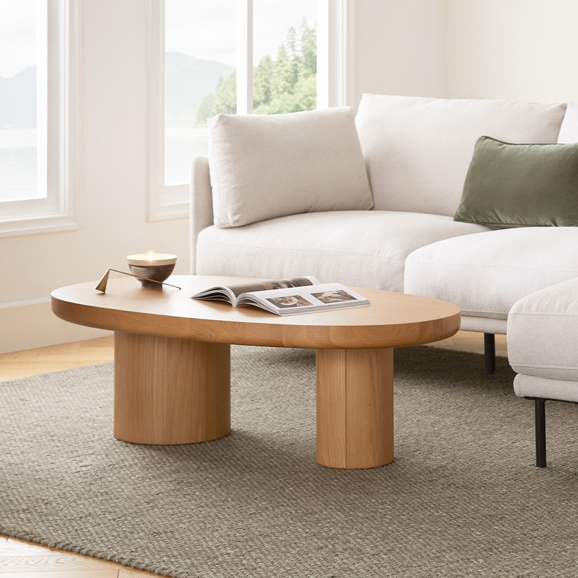 Baarlo Oak Solid Wood Coffee Table, Japandi Style | Article