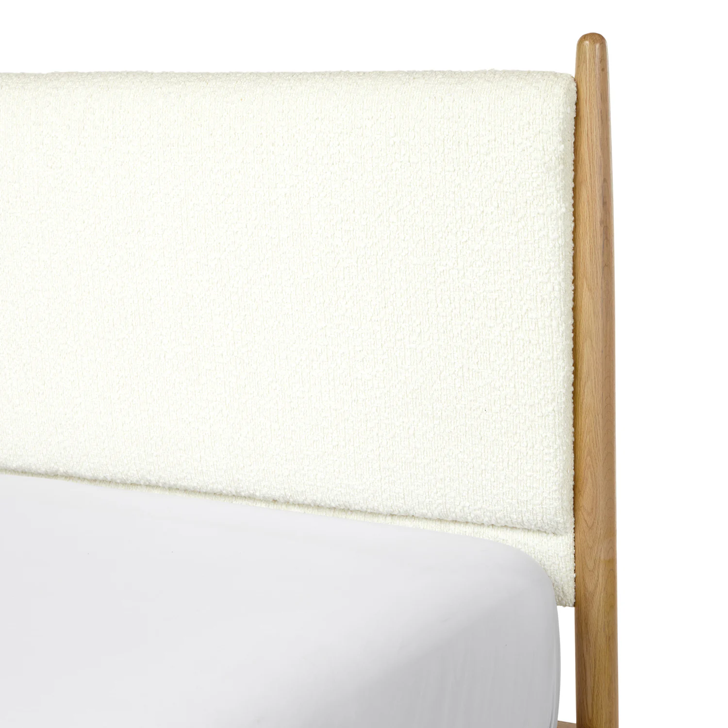 Lenia King Upholstered Bed - White Oak and Lunaria White Bouclé