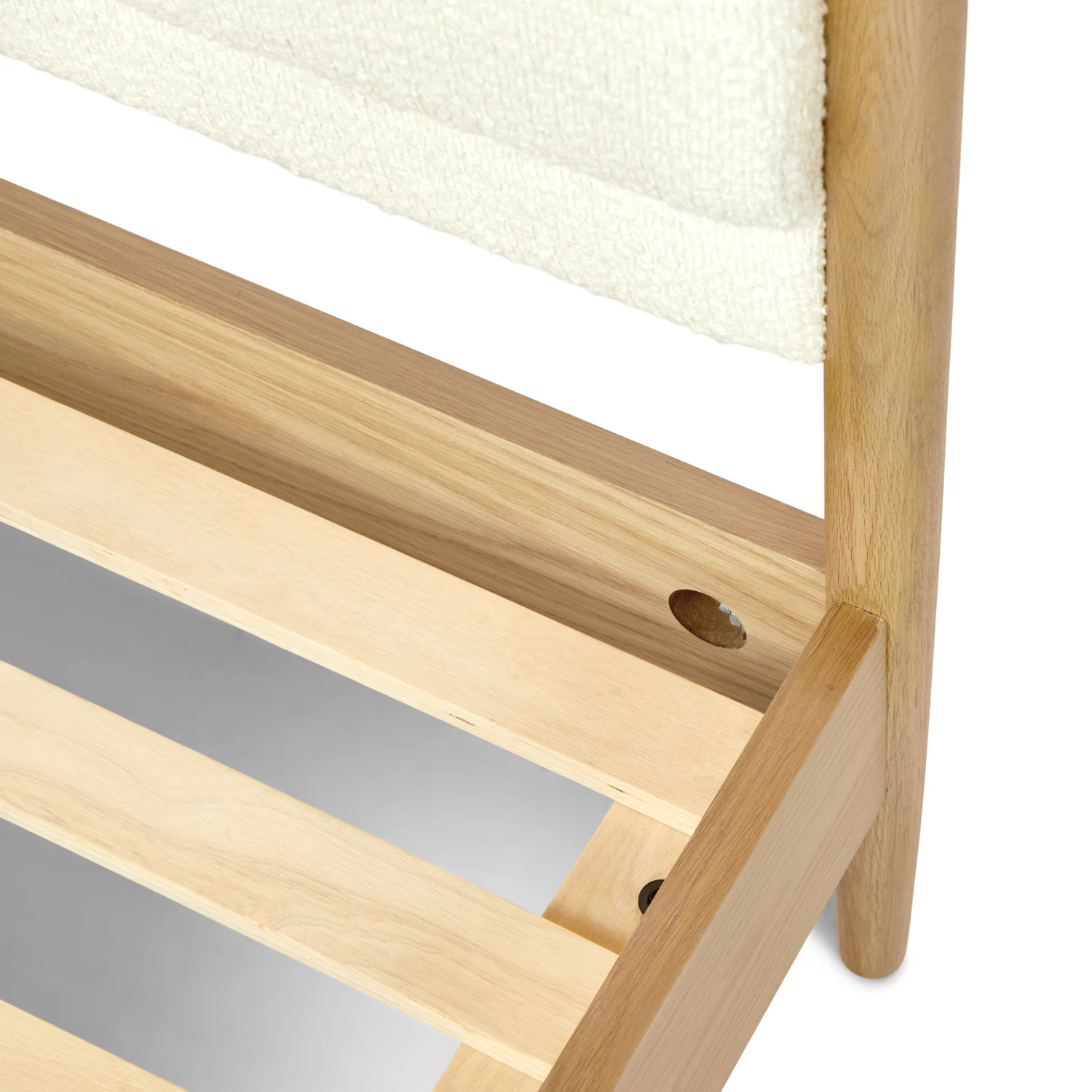 Lenia King Upholstered Bed - White Oak and Lunaria White Bouclé