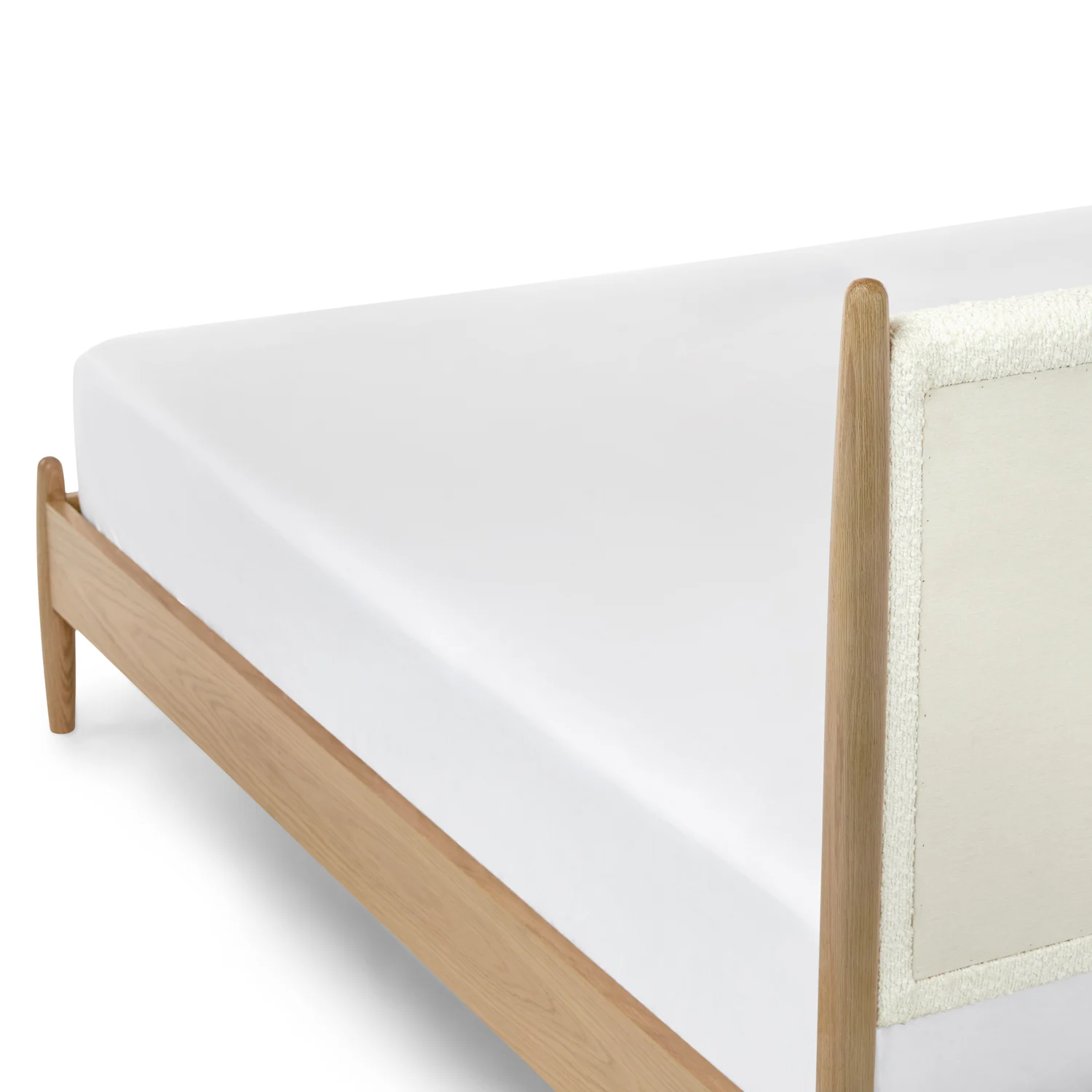 Lenia King Upholstered Bed - White Oak and Lunaria White Bouclé