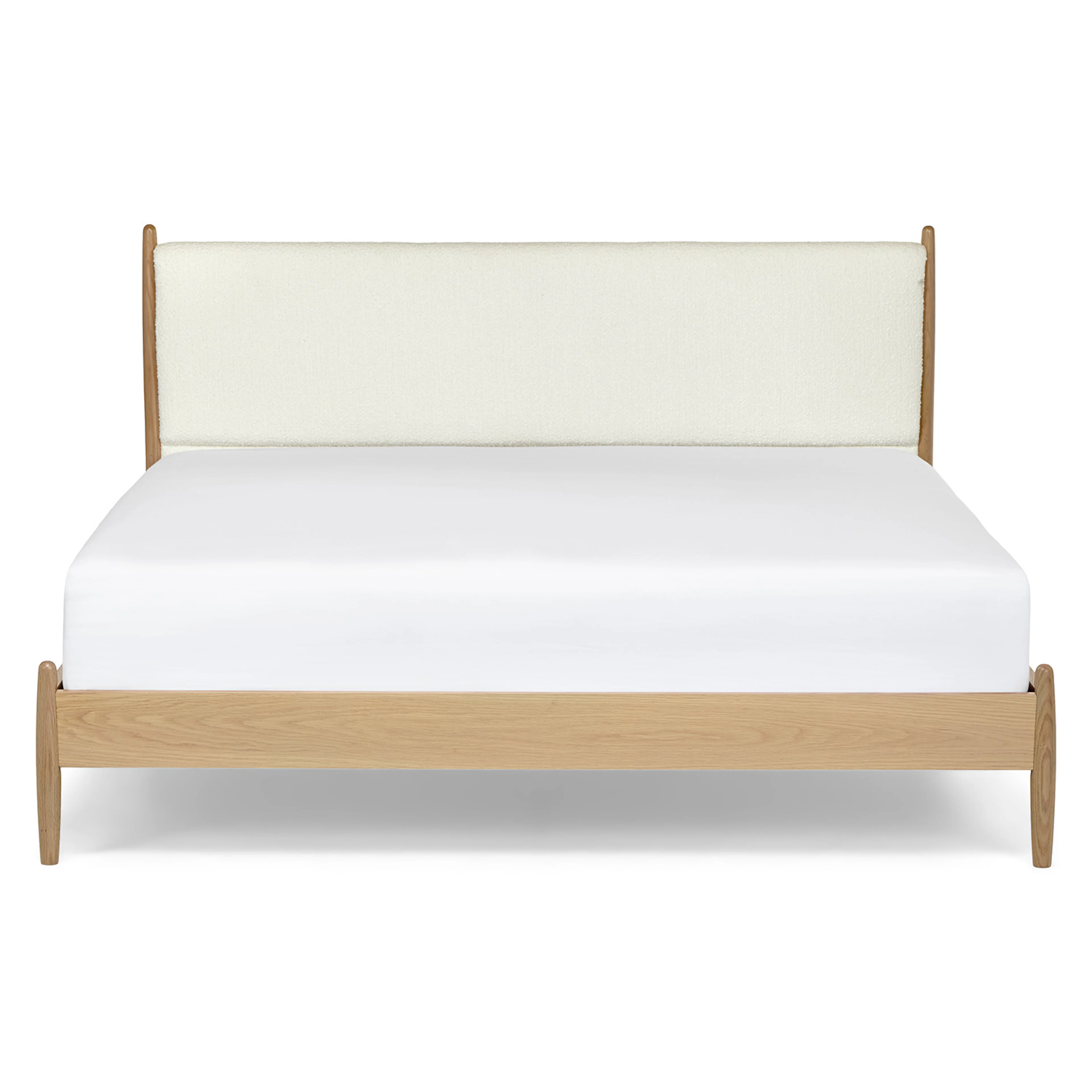 Lenia King Upholstered Bed - White Oak and Lunaria White Bouclé