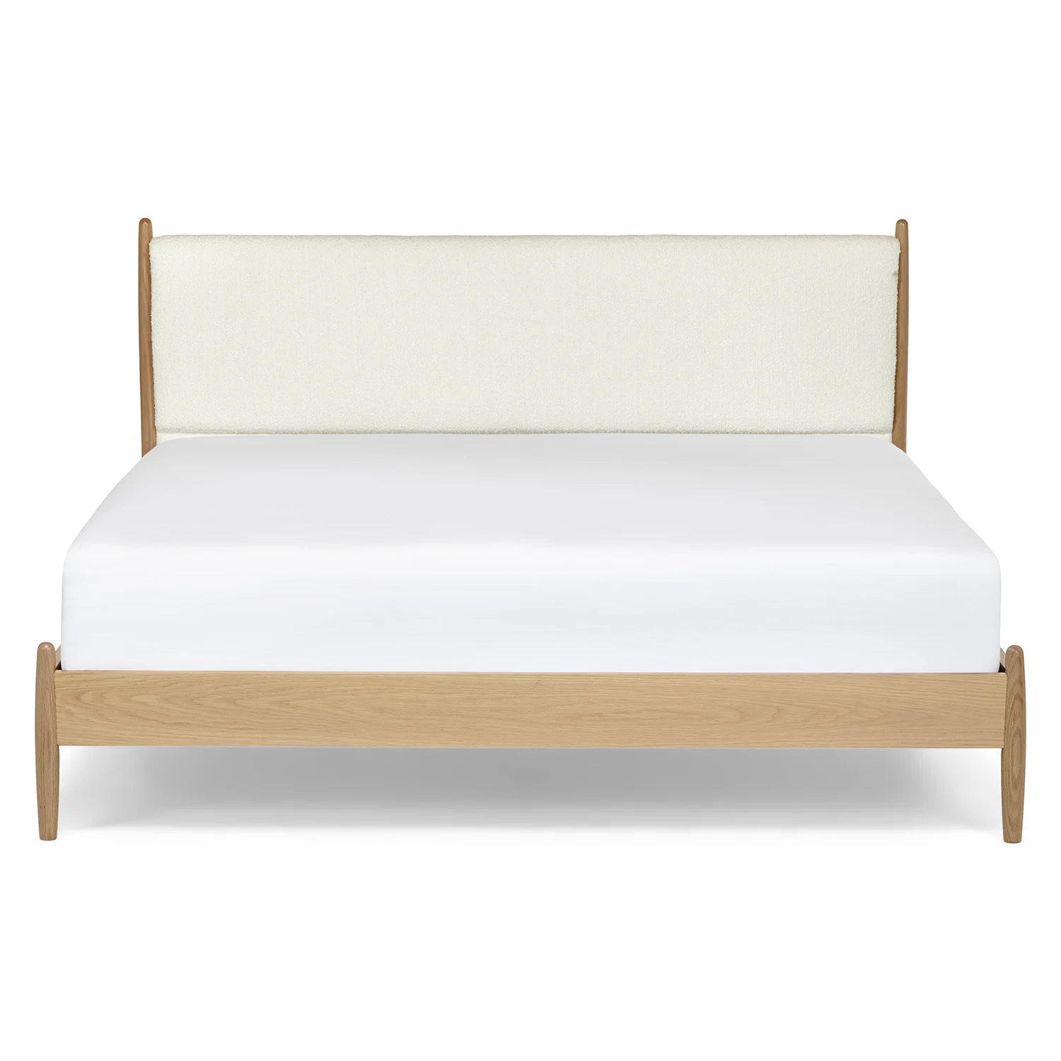 Lenia King Upholstered Bed - White Oak and Lunaria White Bouclé