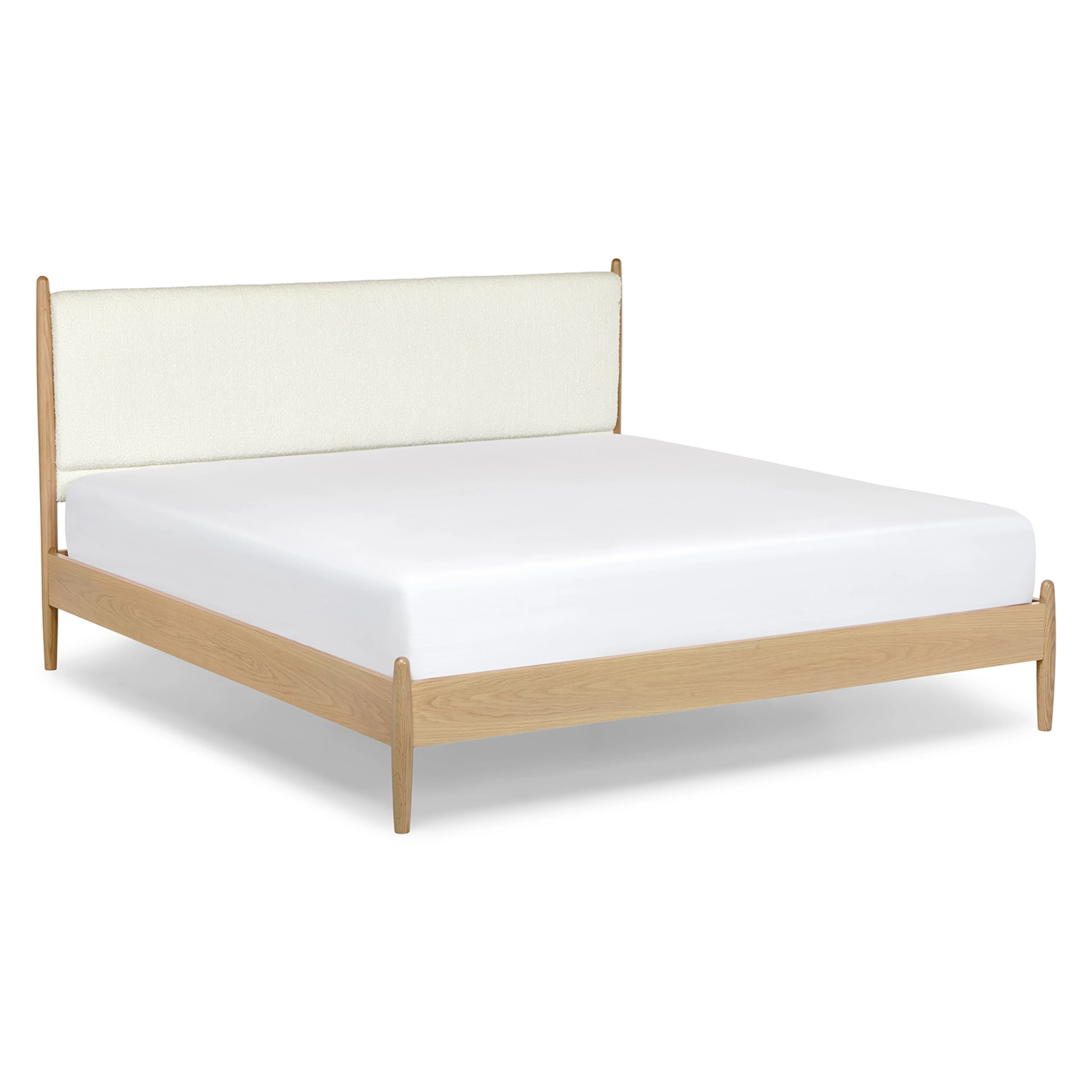 Lenia King Upholstered Bed - White Oak and Lunaria White Bouclé