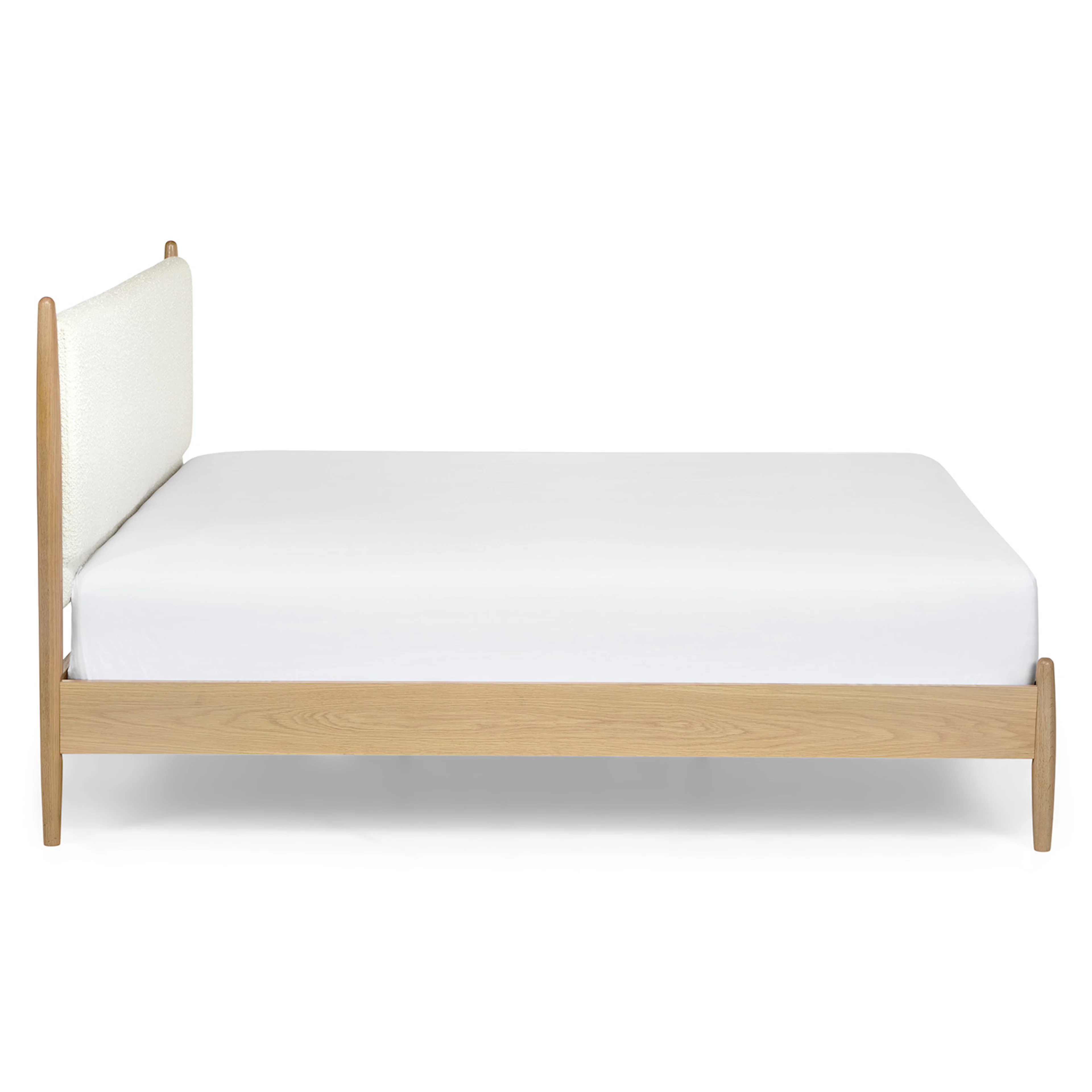 Lenia King Upholstered Bed - White Oak and Lunaria White Bouclé