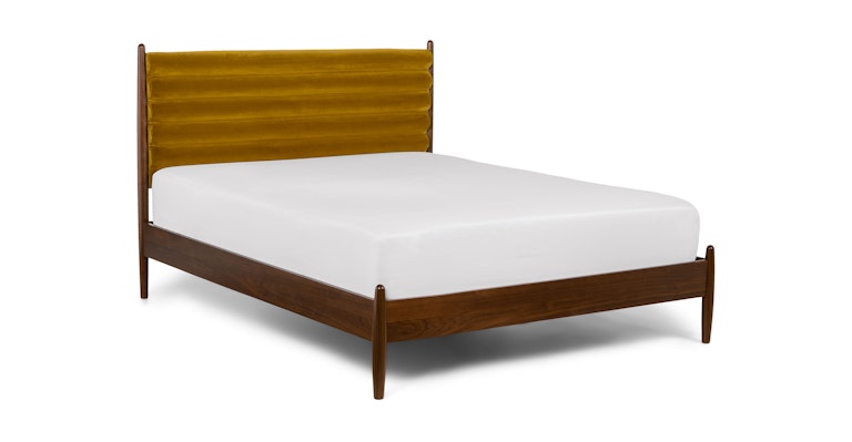 Lenia Plush Yarrow Gold Queen Bed - Primary View 1 of 15 (Open Fullscreen View).
