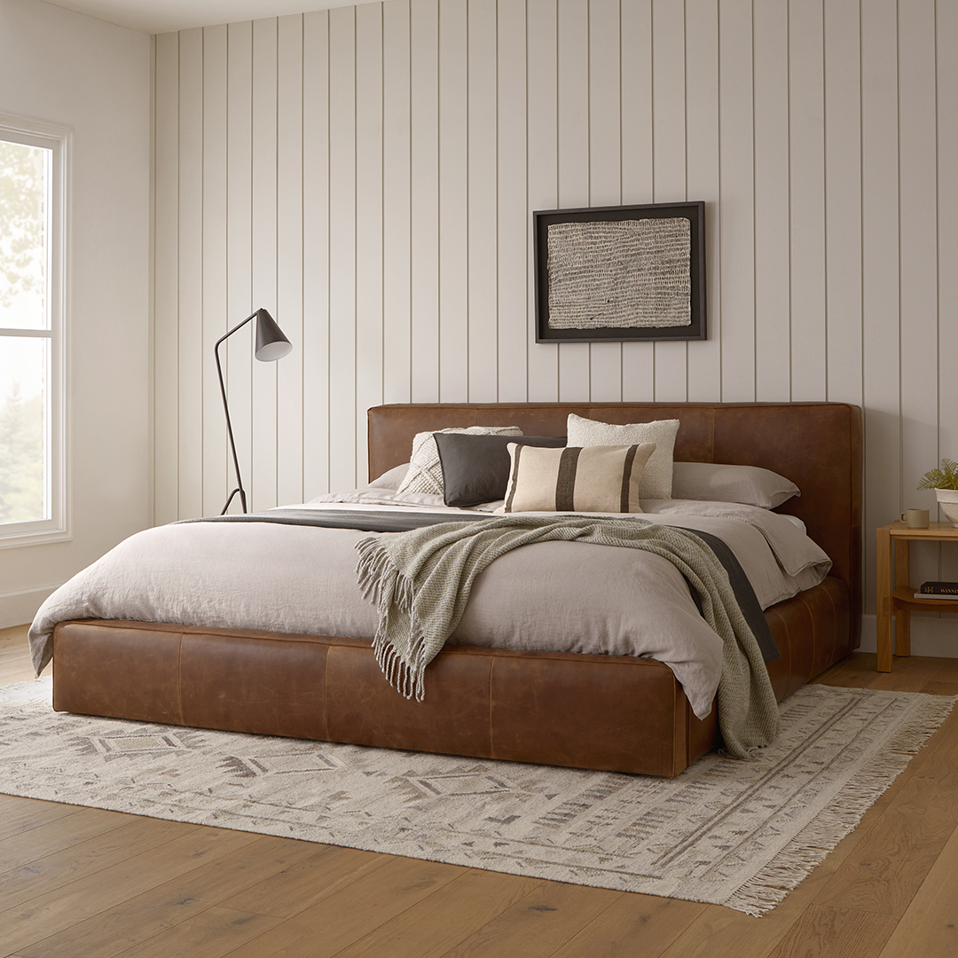 Leather king size bed with storage discount