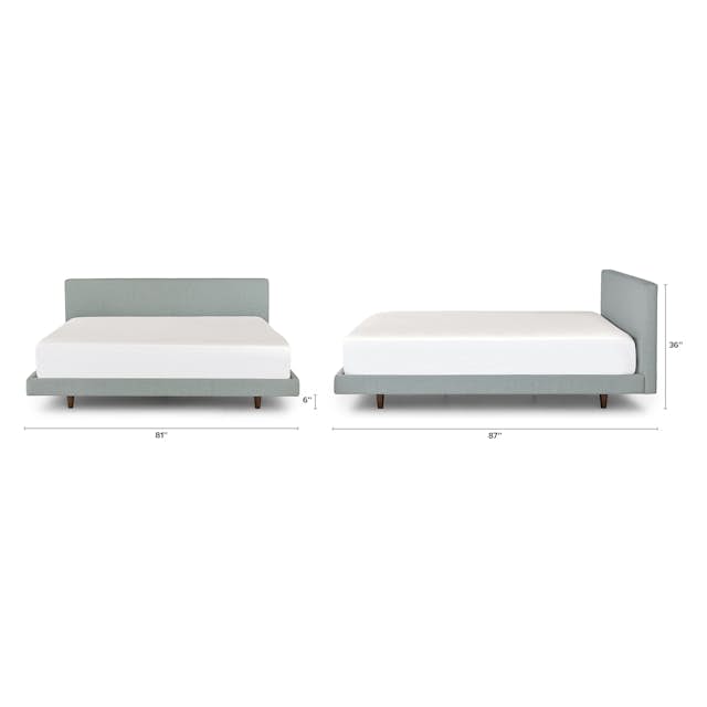 Tessu Sprout Aqua Fabric KingSized Bed Frame w/ Headboard Article