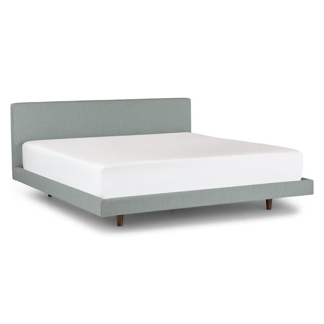 Tessu Sprout Aqua Fabric KingSized Bed Frame w/ Headboard Article