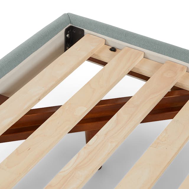 Tessu Sprout Aqua Fabric KingSized Bed Frame w/ Headboard Article