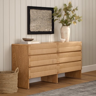 Monterey Oak 6-Drawer Double Dresser