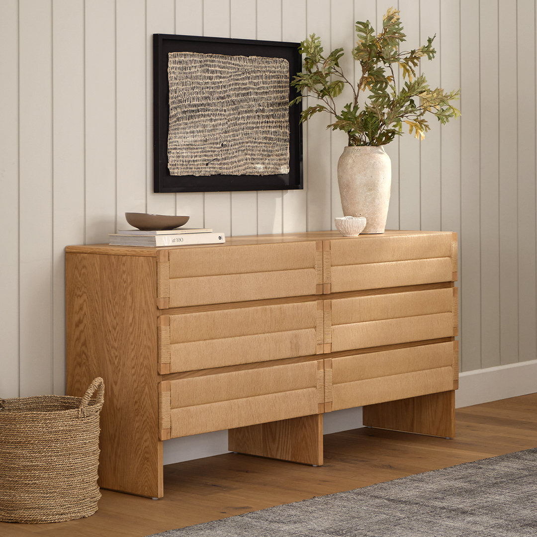 Monterey 6 Drawer Double Dresser Oak