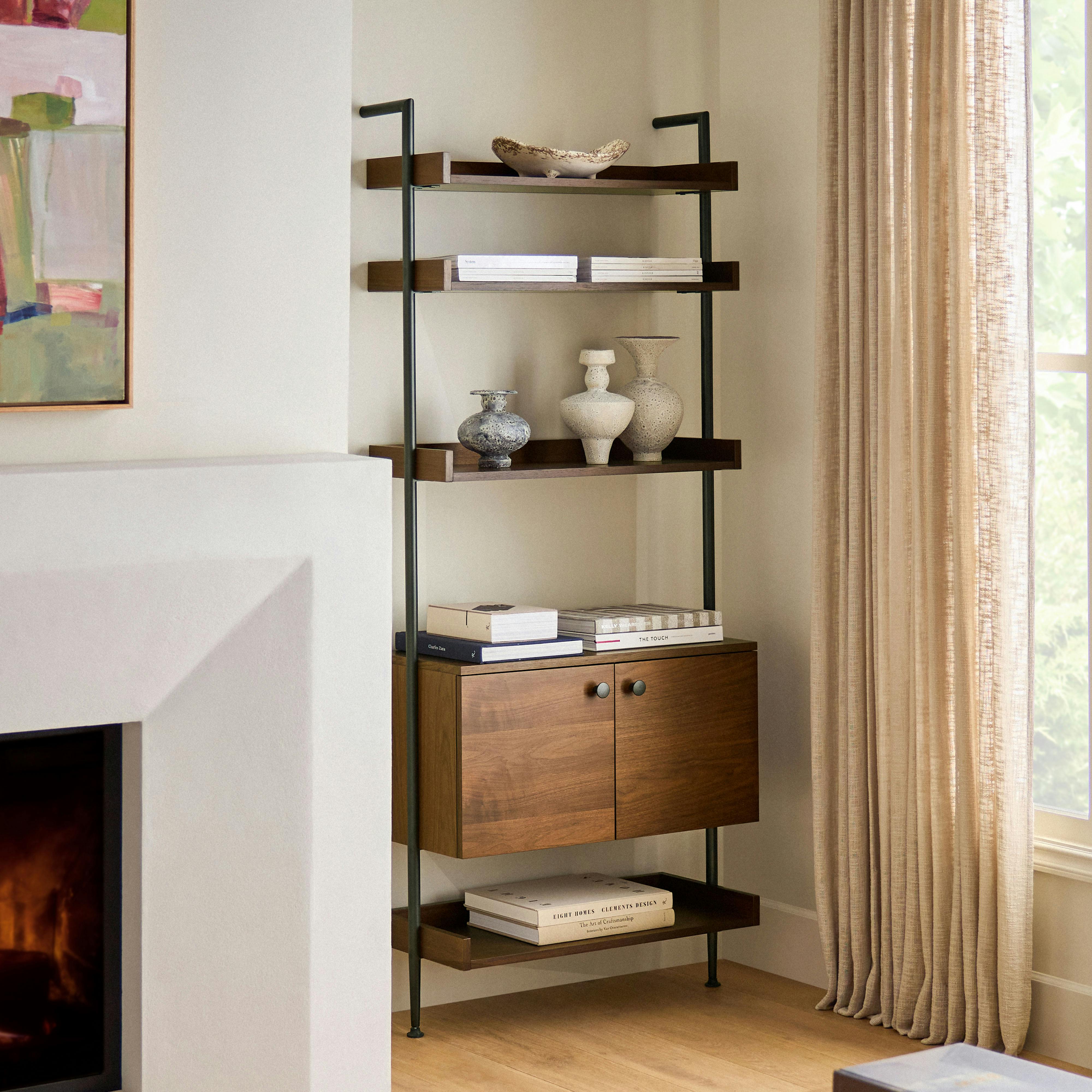 WHAT WE WANT SOLIDWOOD SHELF オプション品収納袋付 Newberry Walnut Wood & Gunmetal Steel Wide Shelf | Article
