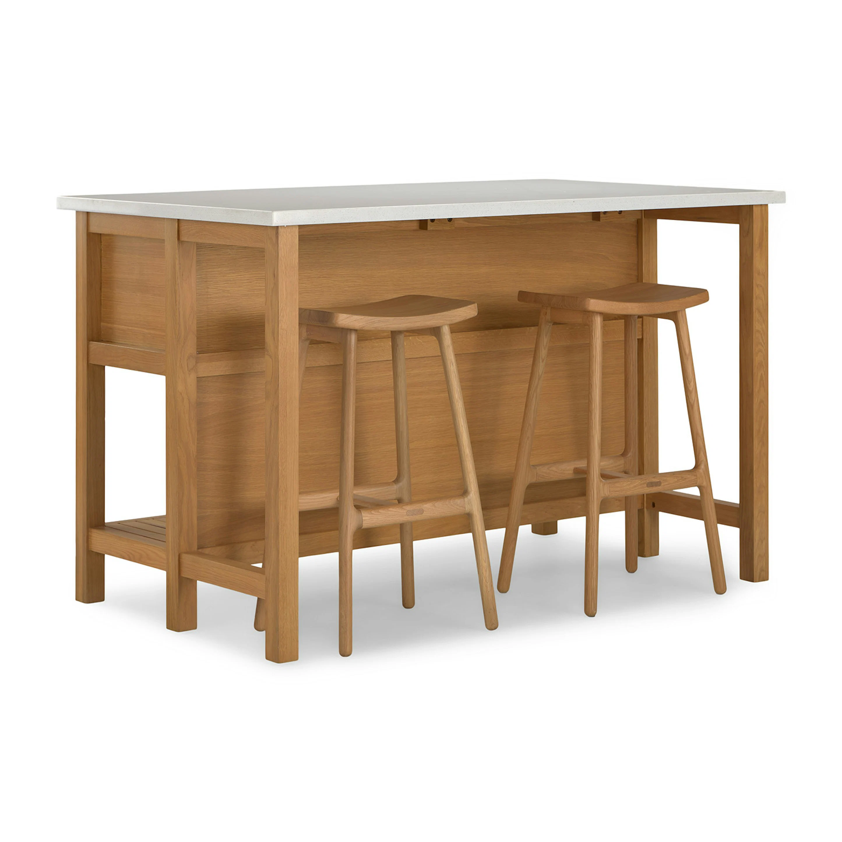 Quincy 57.5" Kitchen Island - Oak