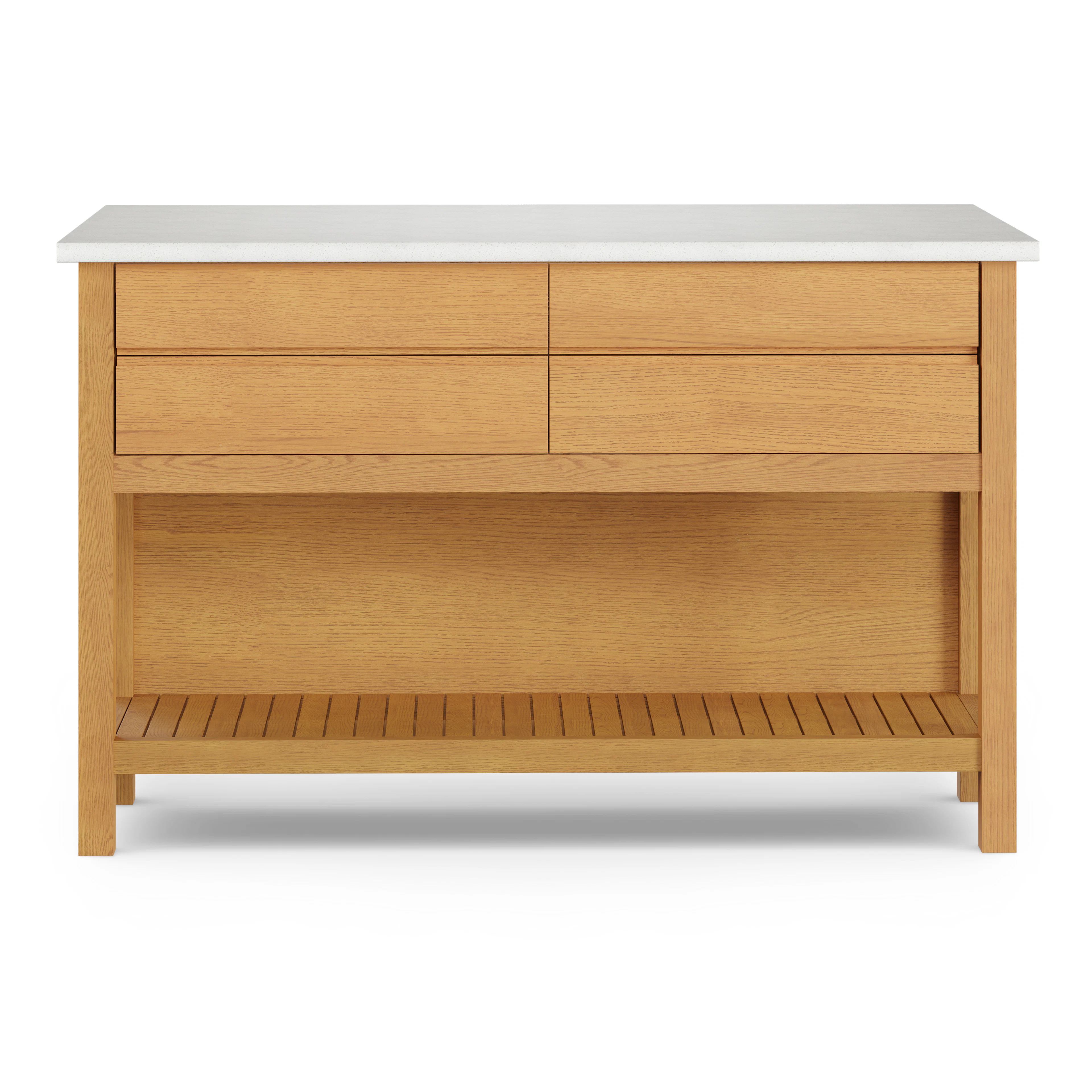 Quincy 57.5" Kitchen Island - Oak