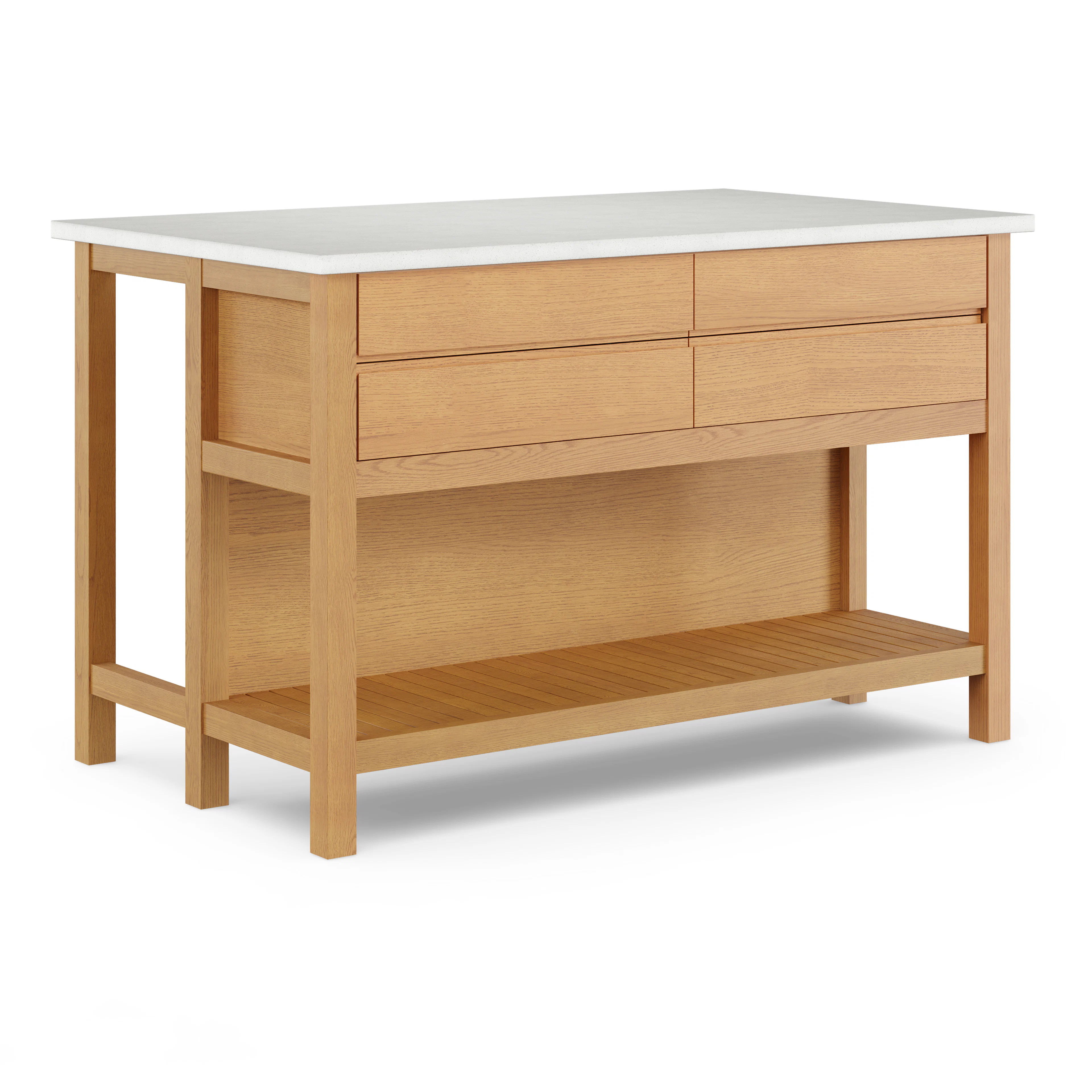 Quincy 57.5" Oak Kitchen Island - Stylish & Functional