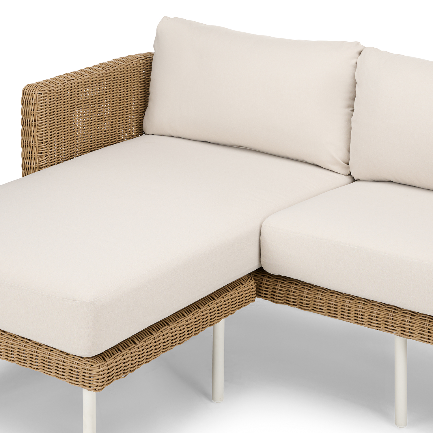 Aby Dravite Ivory Fabric & Resin Wicker Outdoor Sectional | Article