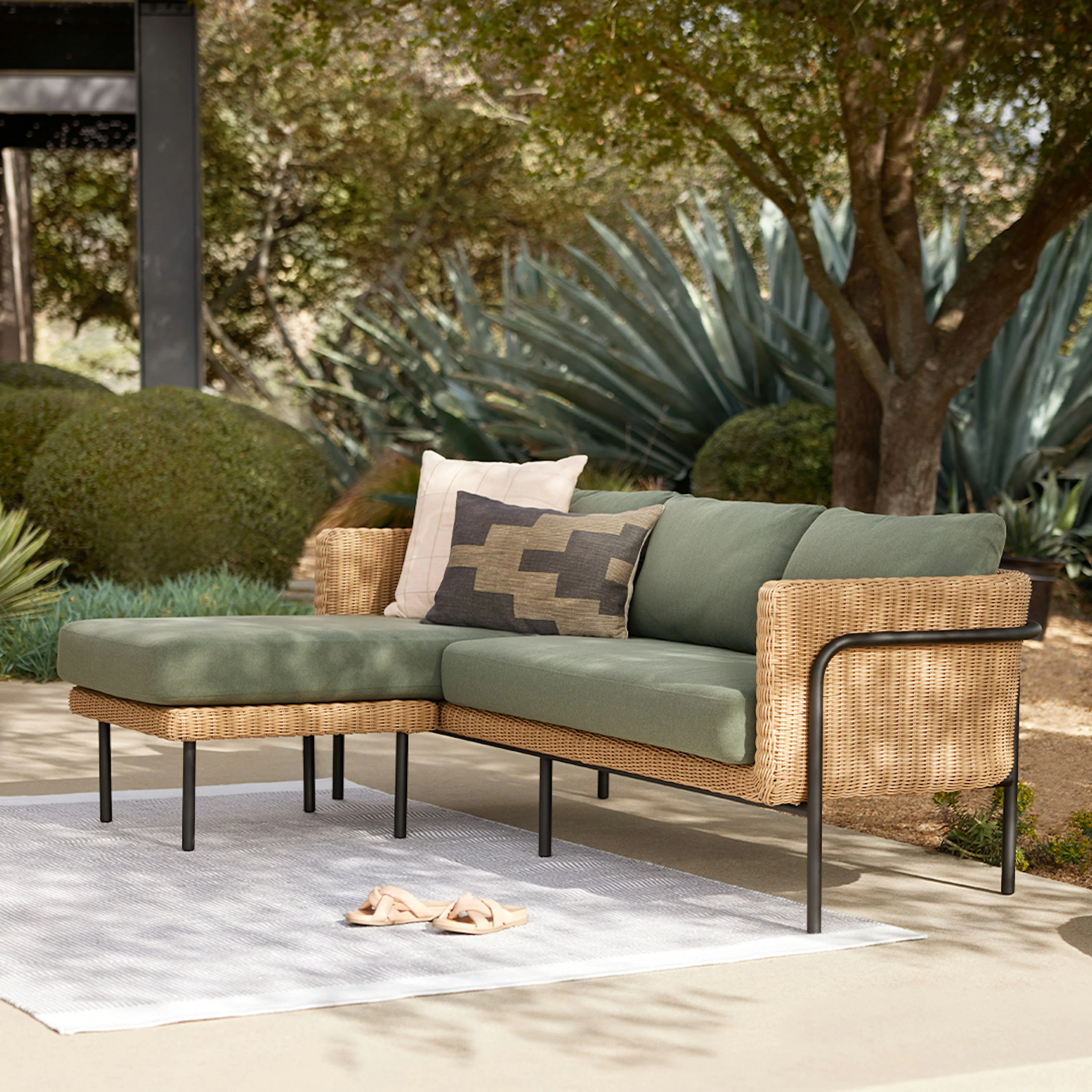 Aby 88" Outdoor Reversible Sectional - Dravite Green