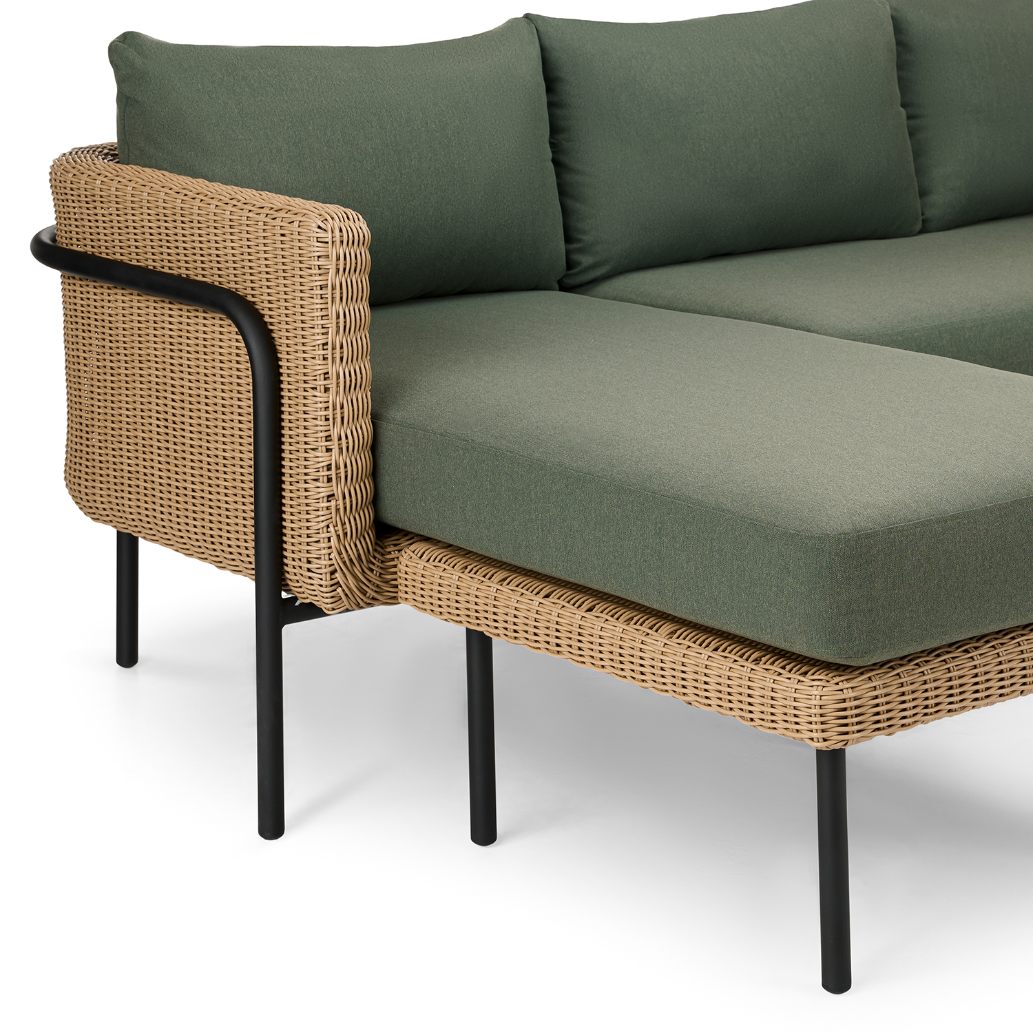 Aby Dravite Green Fabric & Resin Wicker Outdoor Sectional | Article