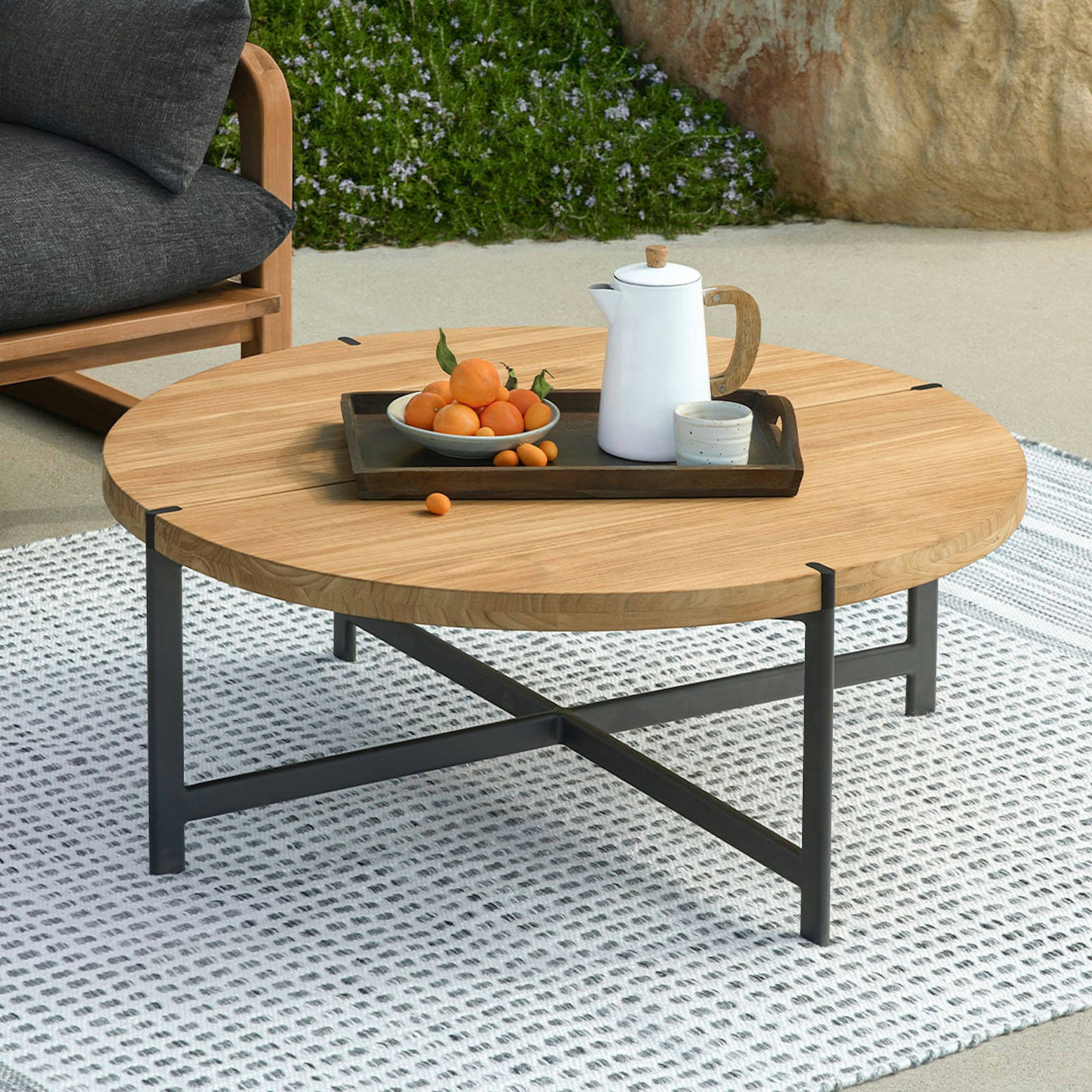 Haskel Shield Teak Wood & Metal Outdoor Coffee Table | Article