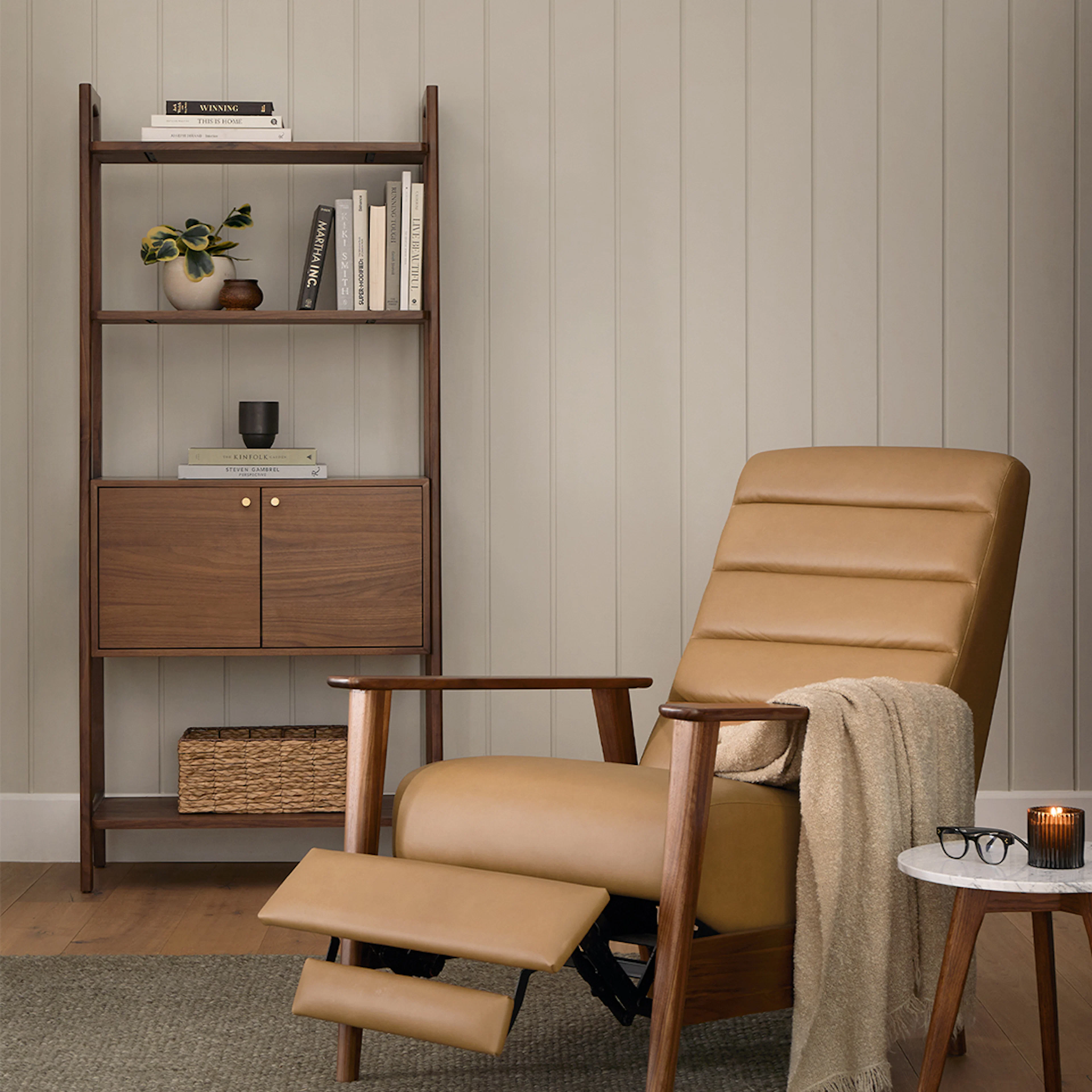 Krossa 31.5" Shelving Unit with Storage - Walnut