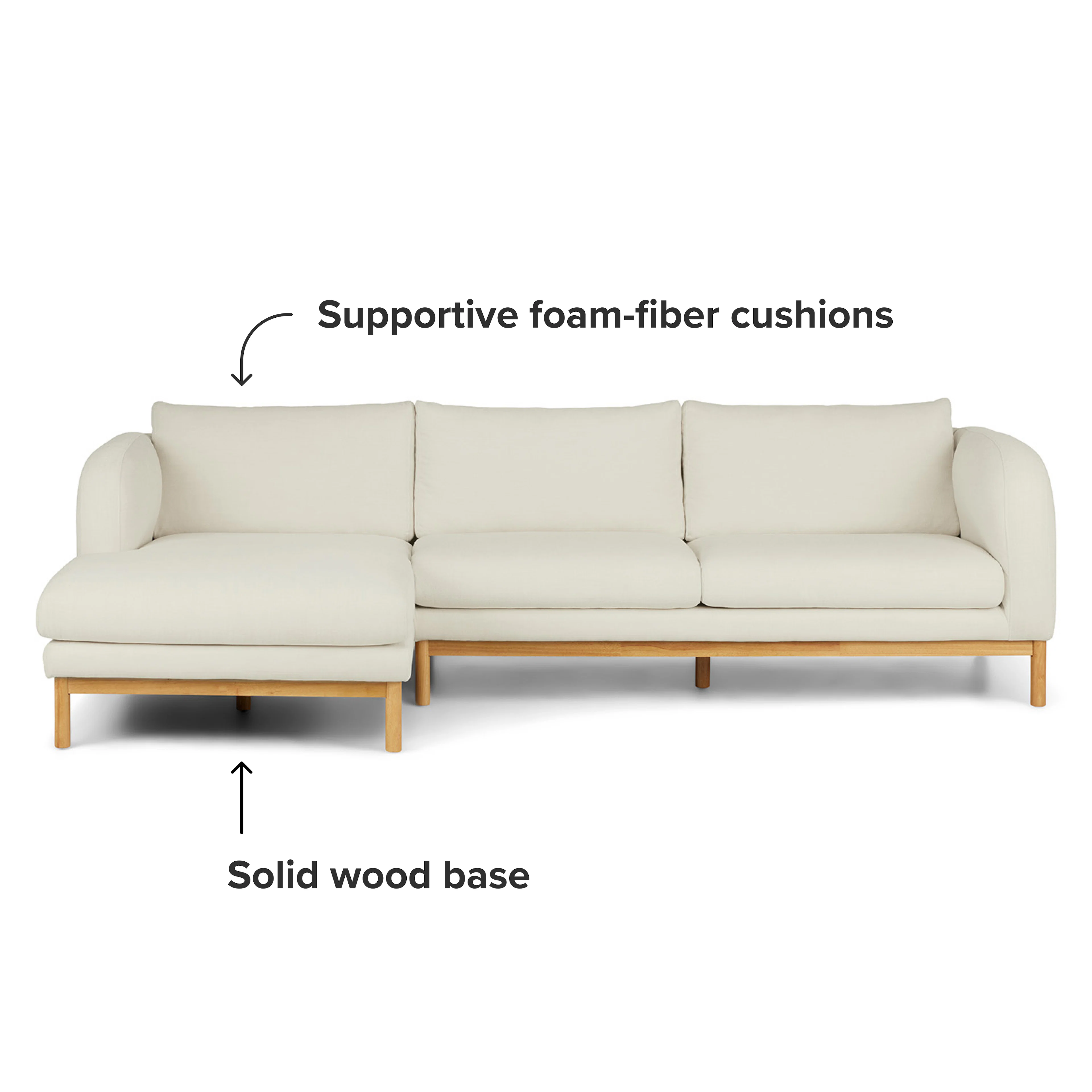 Kinso 115" Left Sectional - Buckler Ivory
