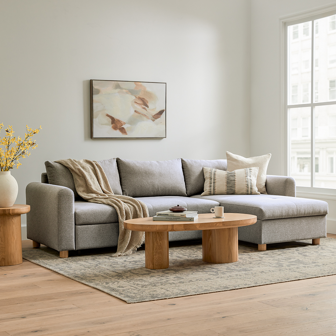 Gray reversible sectional sales