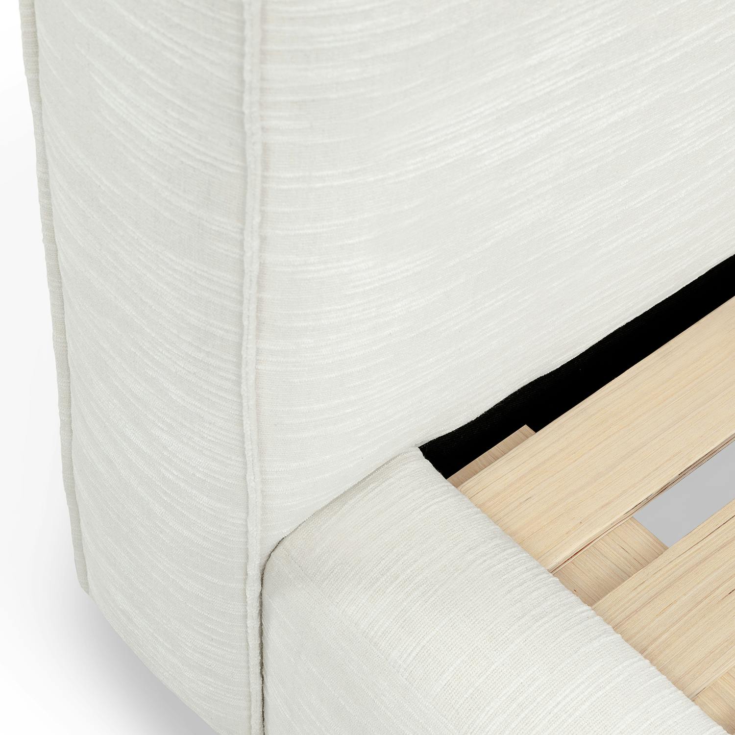 Cigar Ankara Ivory White Fabric Queen Size Storage Bed, Japandi