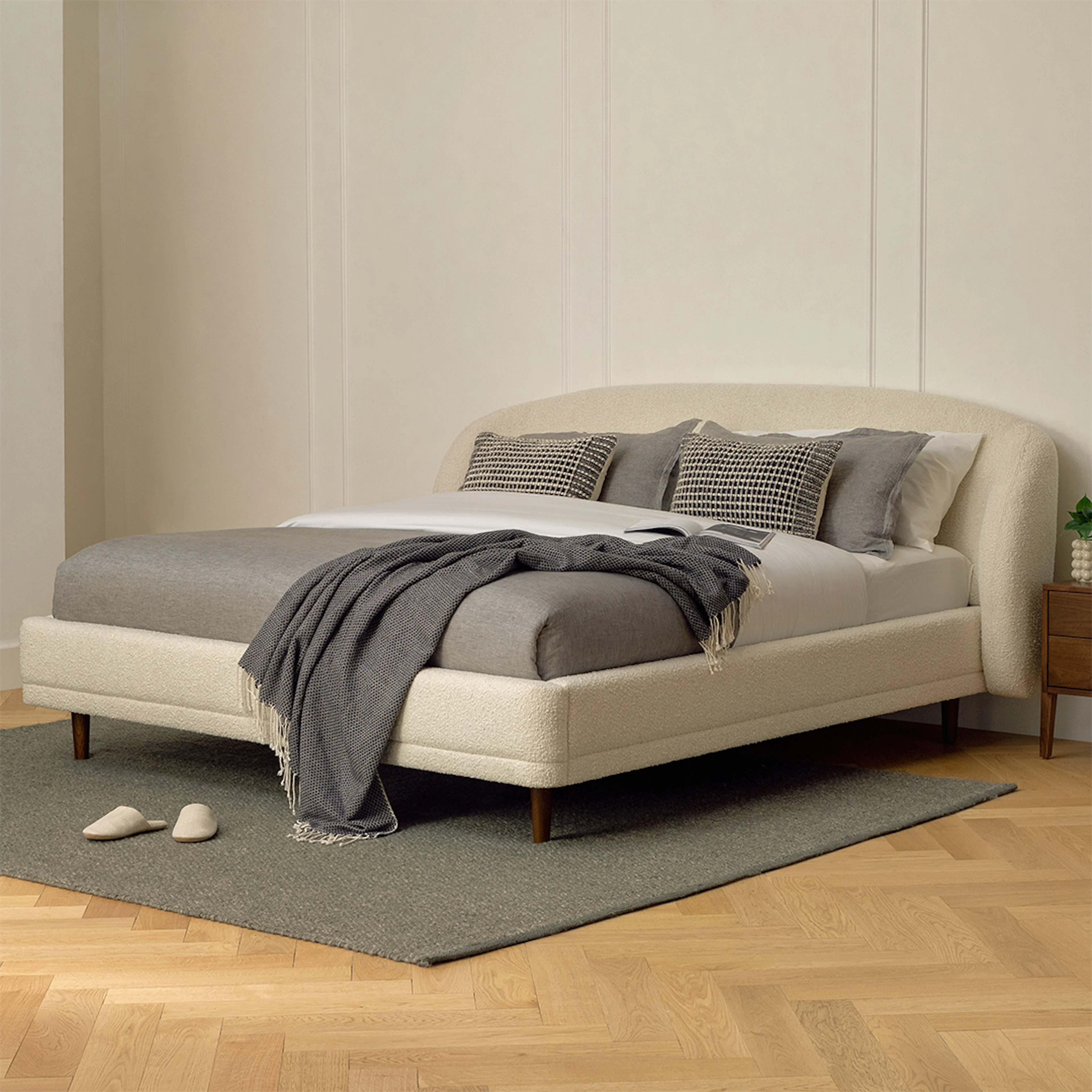 Kayra King Bed - Ivory Bouclé