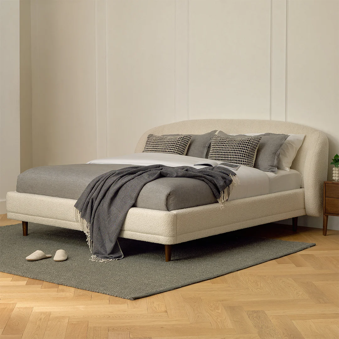 Kayra King Bed - Ivory Bouclé