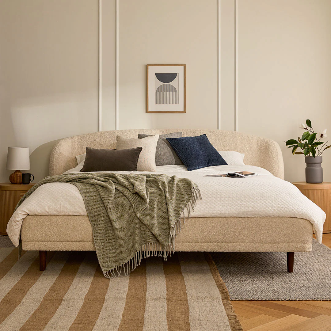 Kayra King Bed - Ivory Bouclé