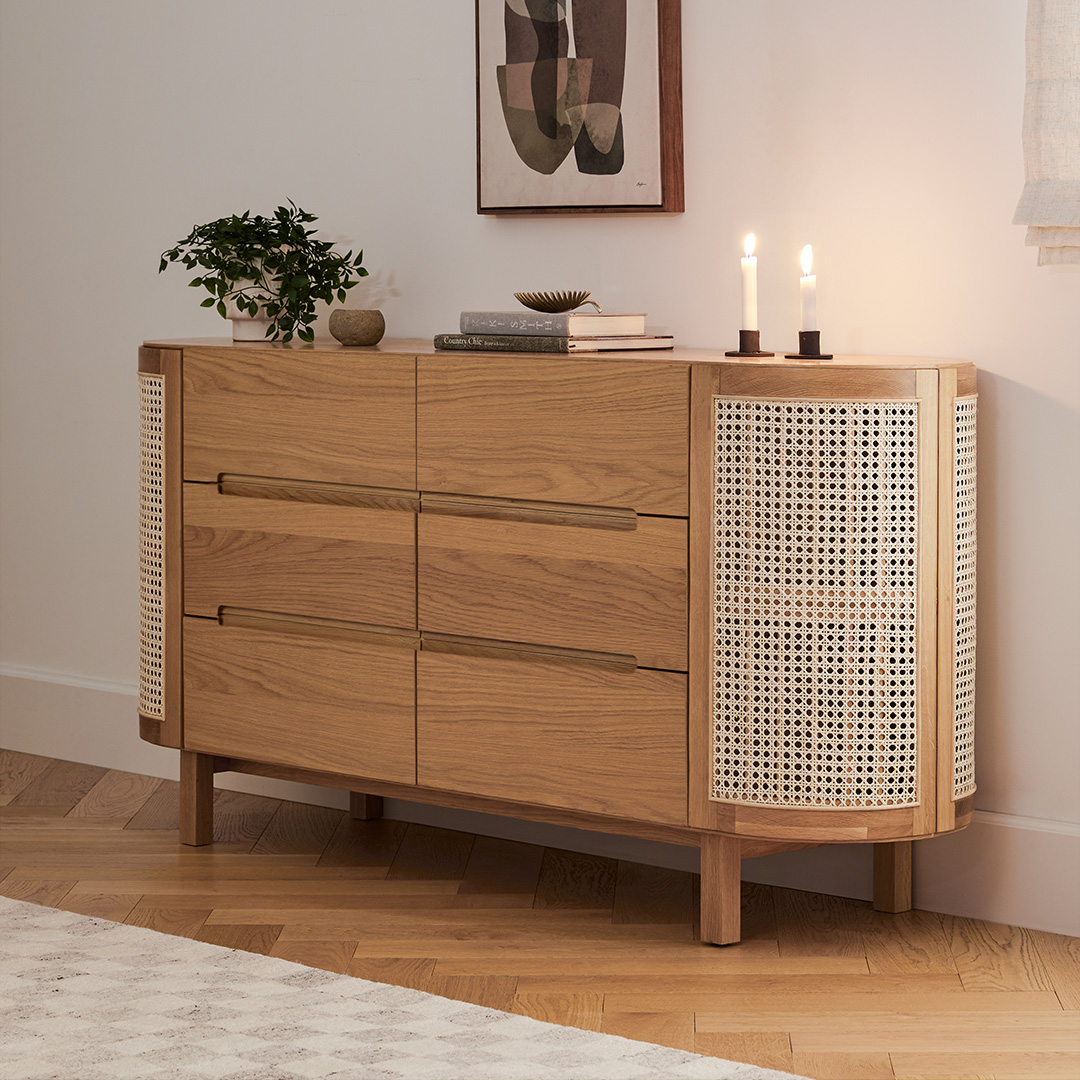 Candra 6 Drawer Double Dresser Oak