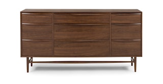 Lenia Walnut 9-Drawer Dresser