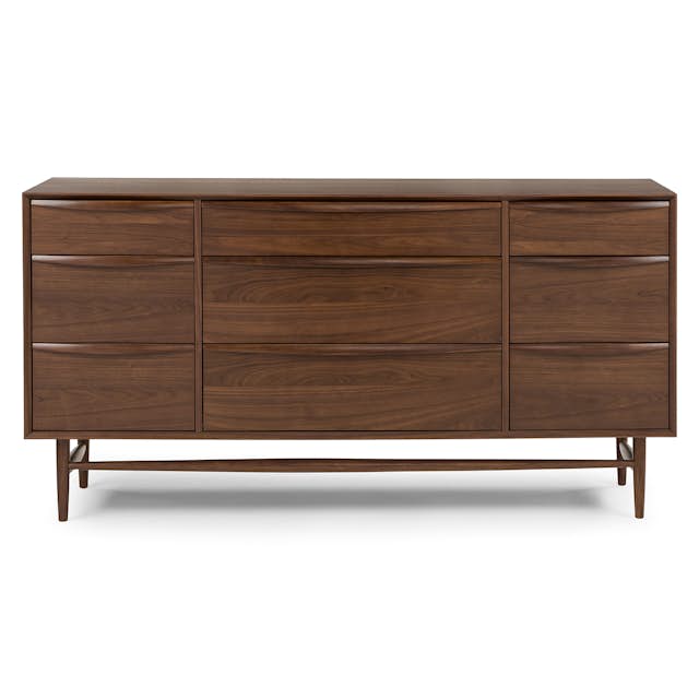 Lenia Solid & Veneered Walnut Wood 9 Drawer Dresser | Article