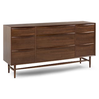 Lenia 9-Drawer Triple Dresser - Walnut