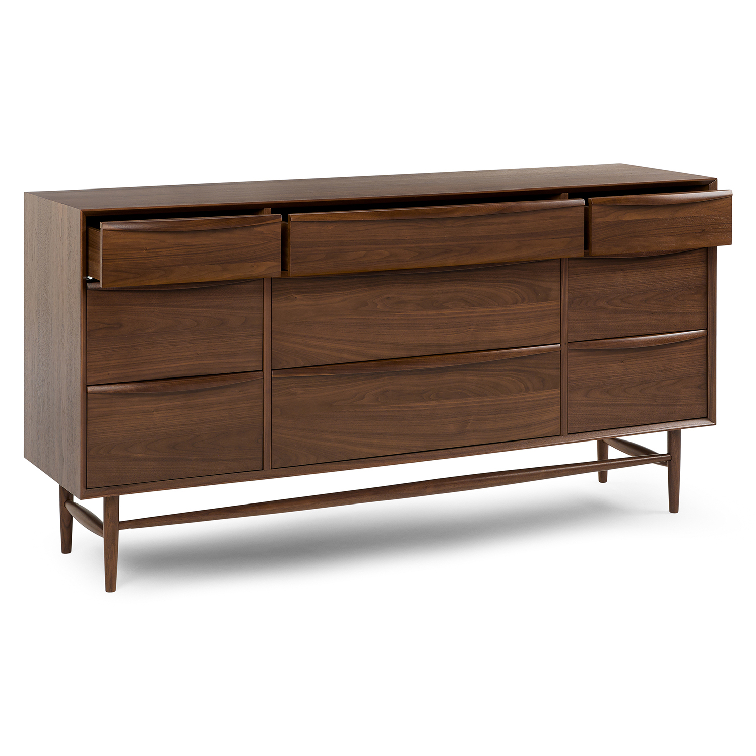 Lenia Solid & Veneered Walnut Wood 9 Drawer Dresser | Article