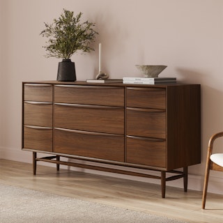 Lenia 9-Drawer Triple Dresser - Walnut