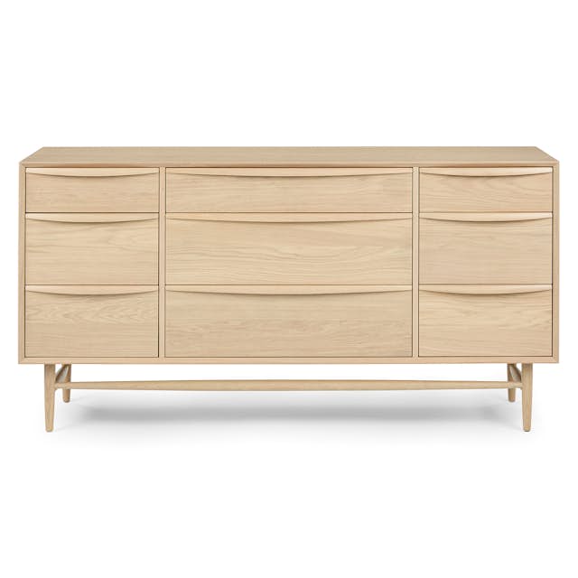 Lenia Solid & Veneered White Oak Wood 9 Drawer Dresser | Article