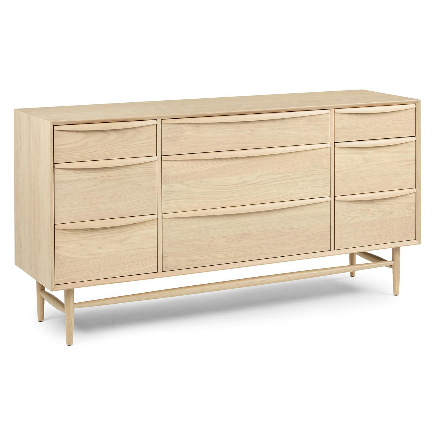 Lenia Solid & Veneered White Oak Wood 9 Drawer Dresser | Article