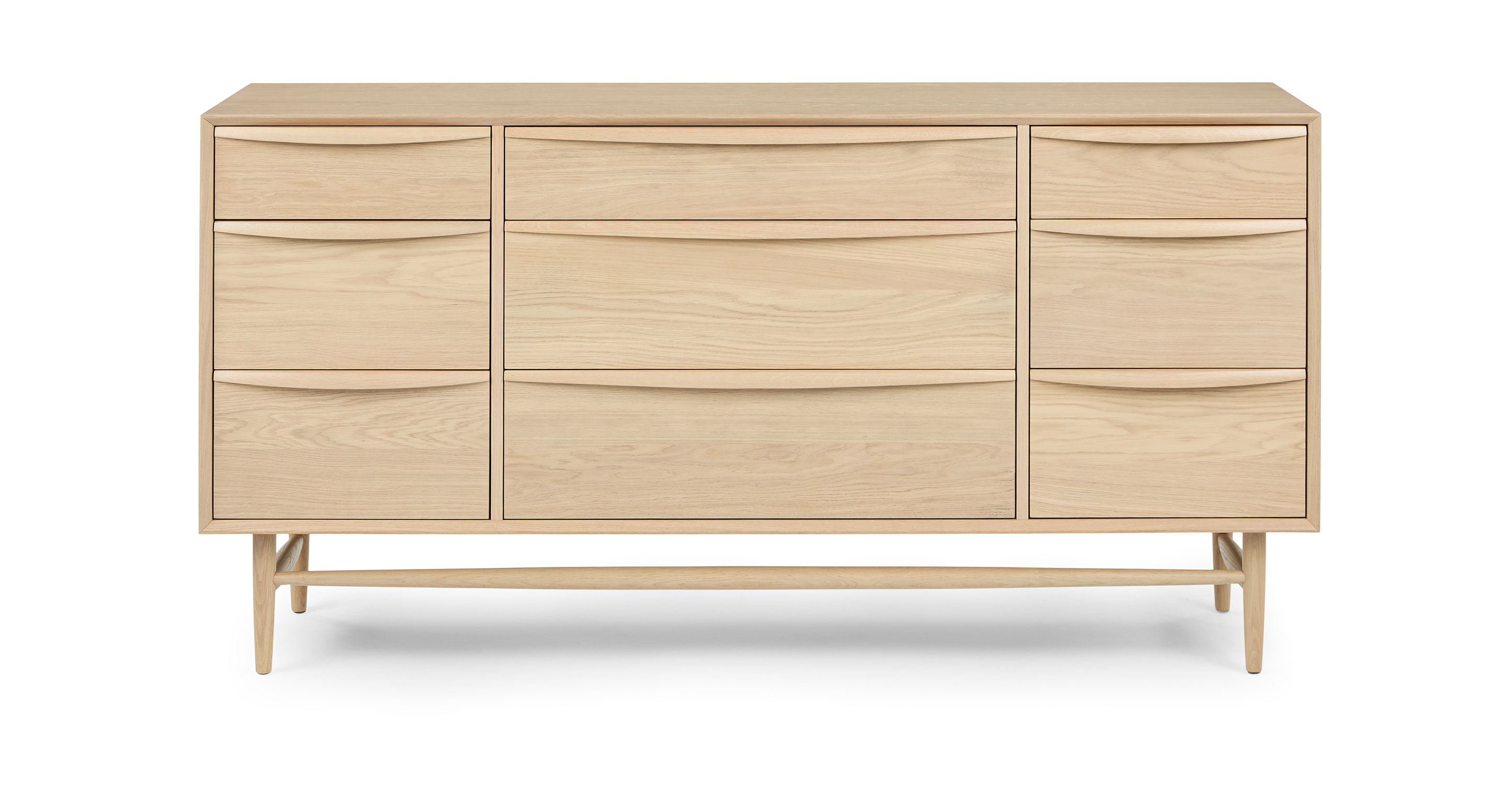 Lenia White Oak 9 Drawer Dresser