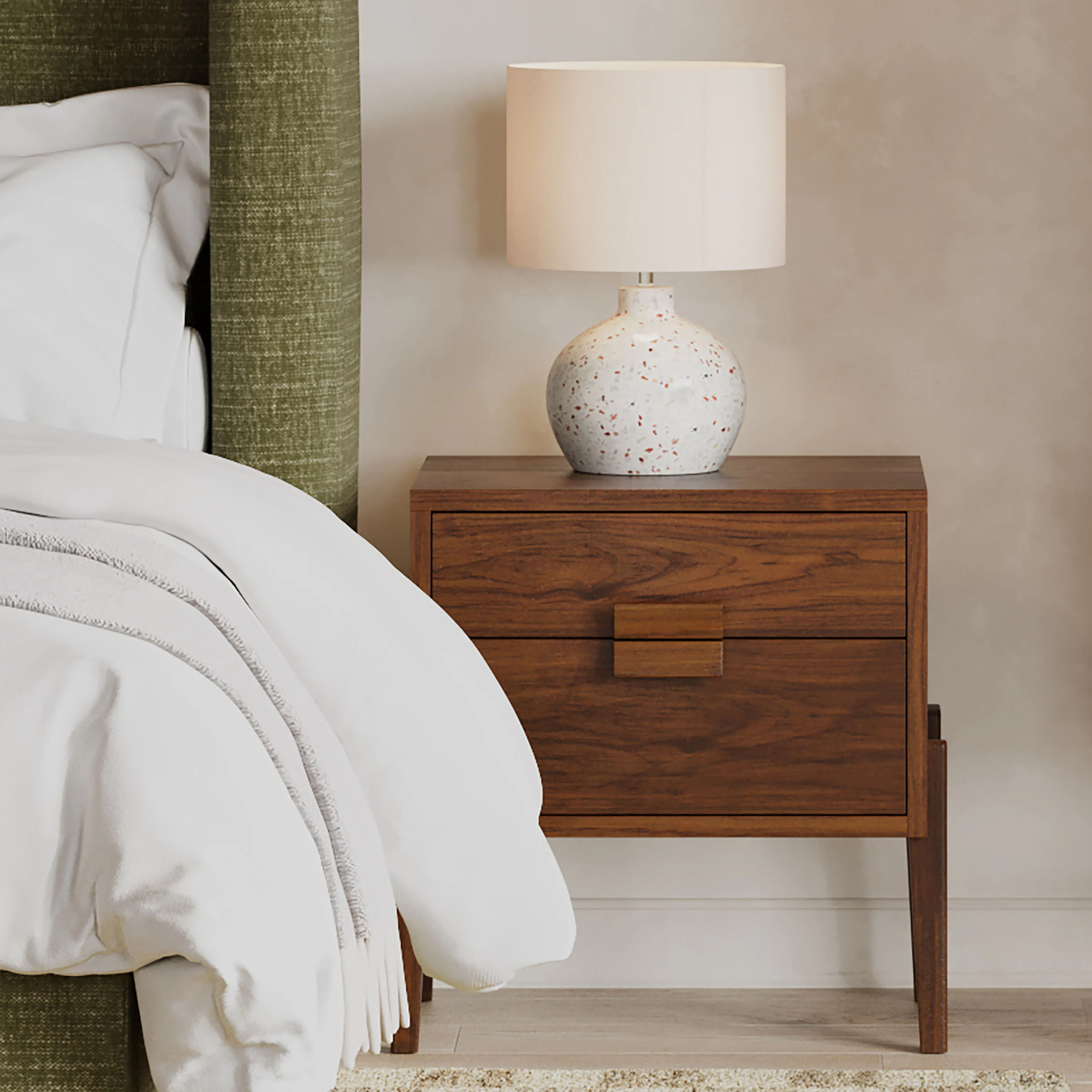 Vireo 2-Drawer Walnut Nightstand - Modern Design