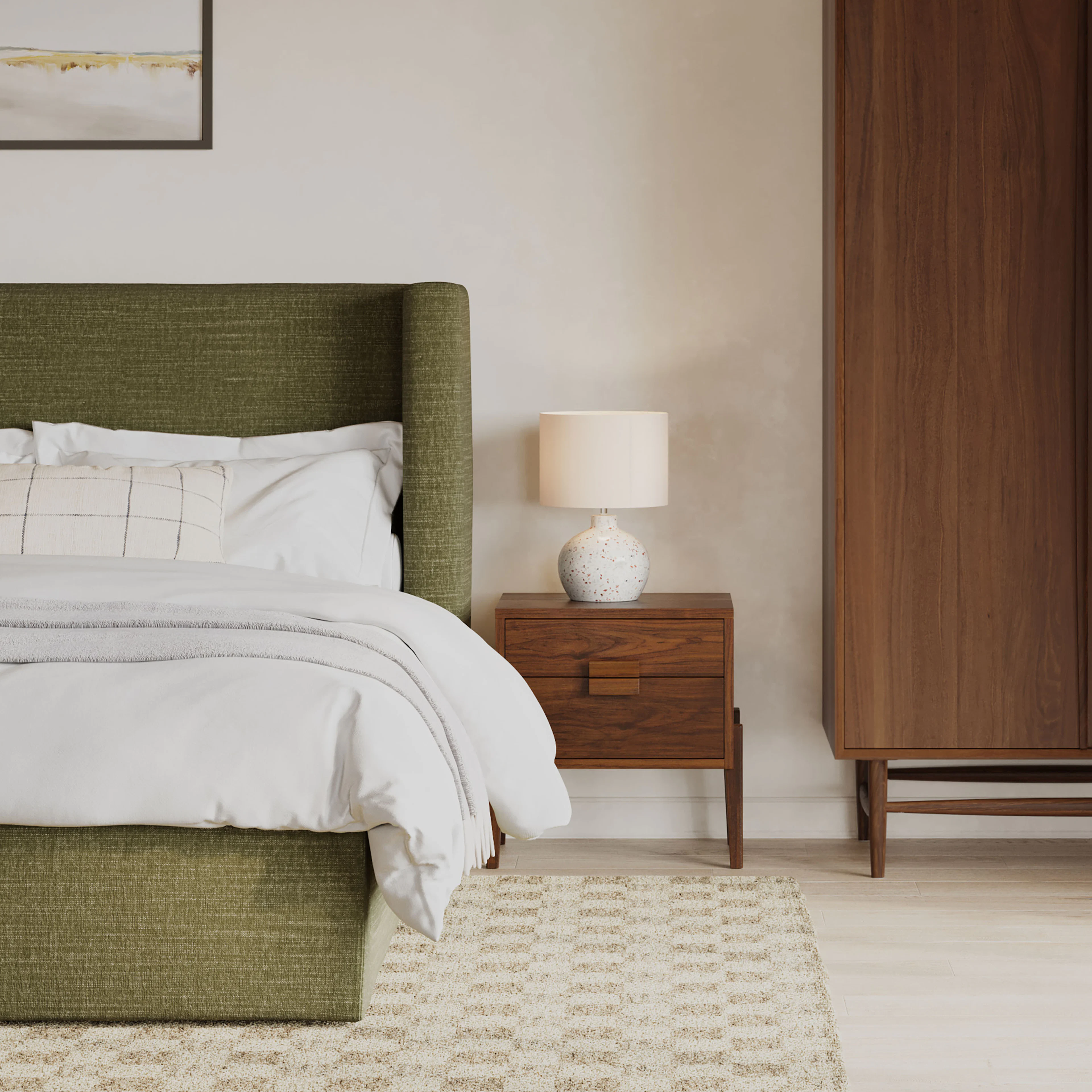 Vireo 2-Drawer Walnut Nightstand - Modern Design