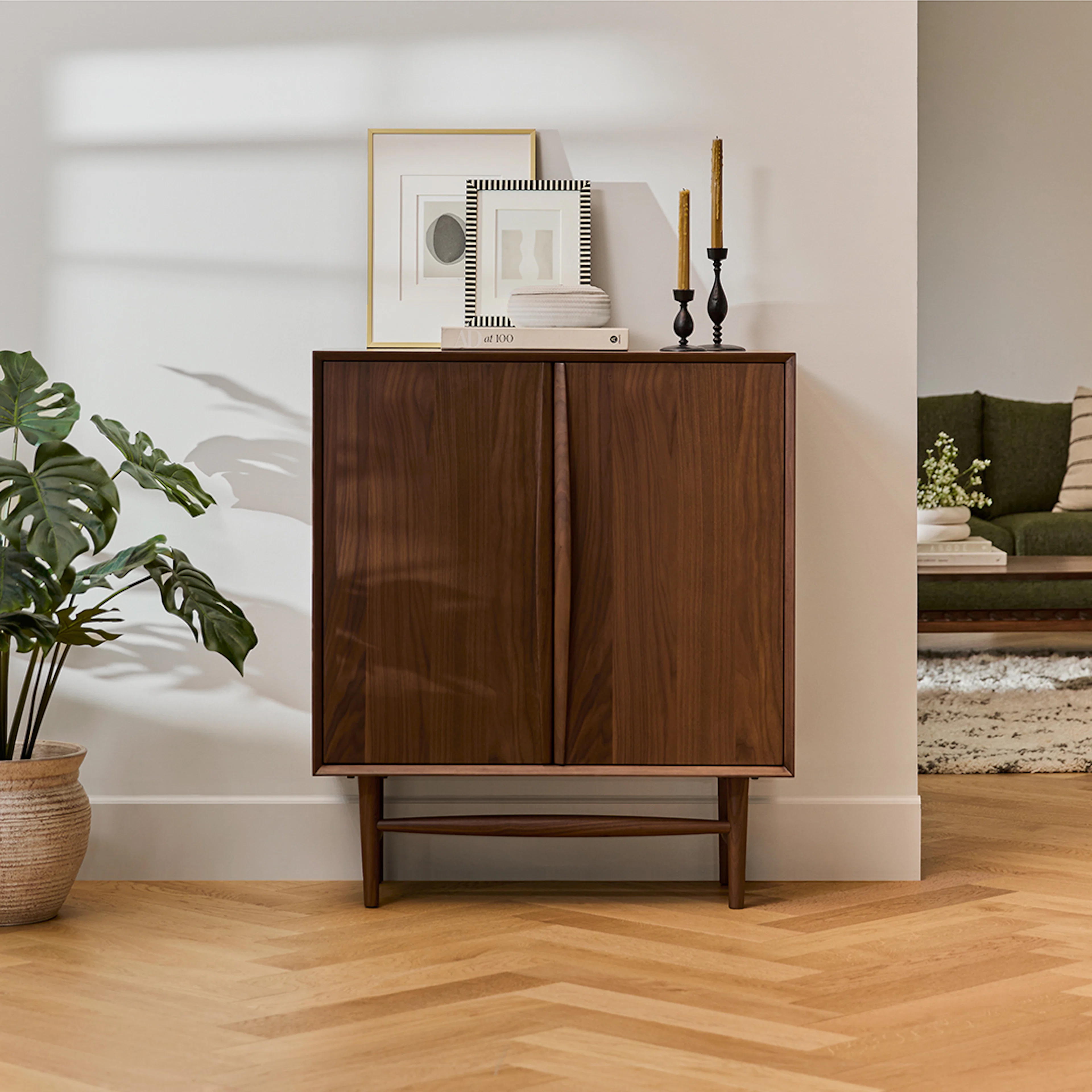 Lenia 34" Walnut Cabinet - Stylish Storage Solution