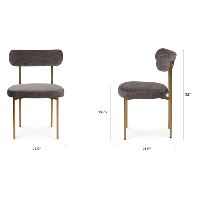 Viarsi Brass Metal & Melange Charcoal Fabric Dining Chair | Article