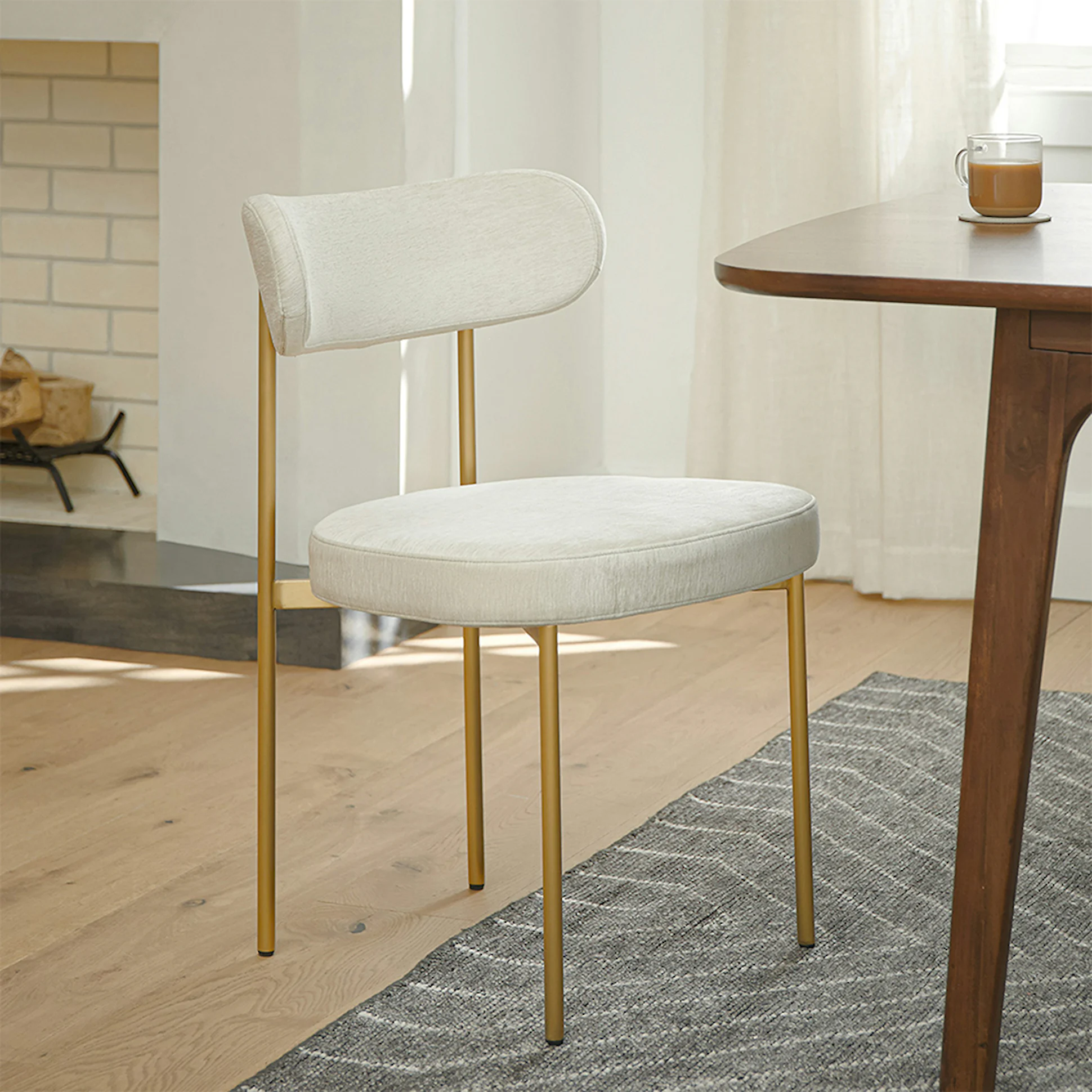 Viarsi Light Melange Gray Brass Dining Chair