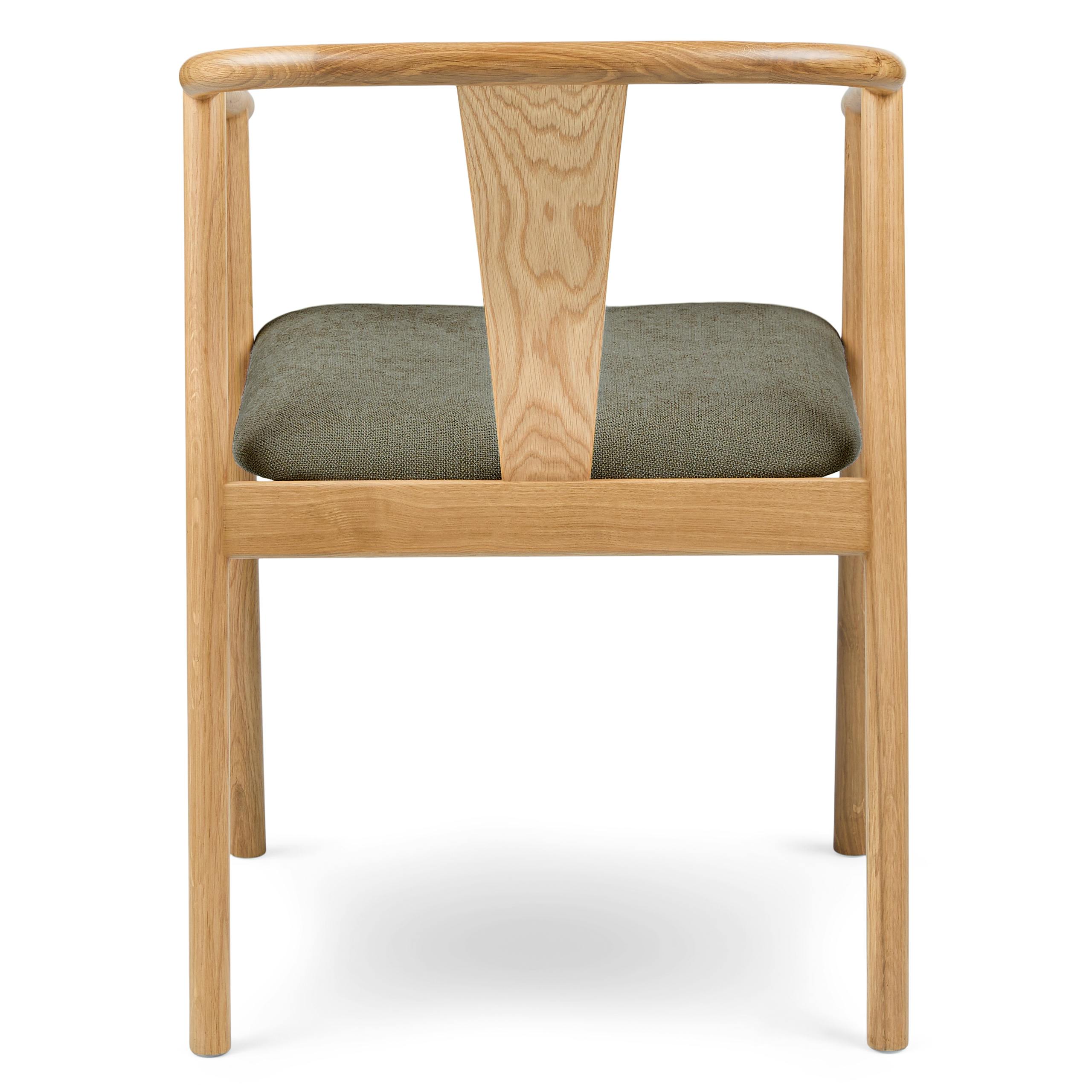 Fonra Algonquin Green Fabric & Oak Wood Wishbone Dining Chair