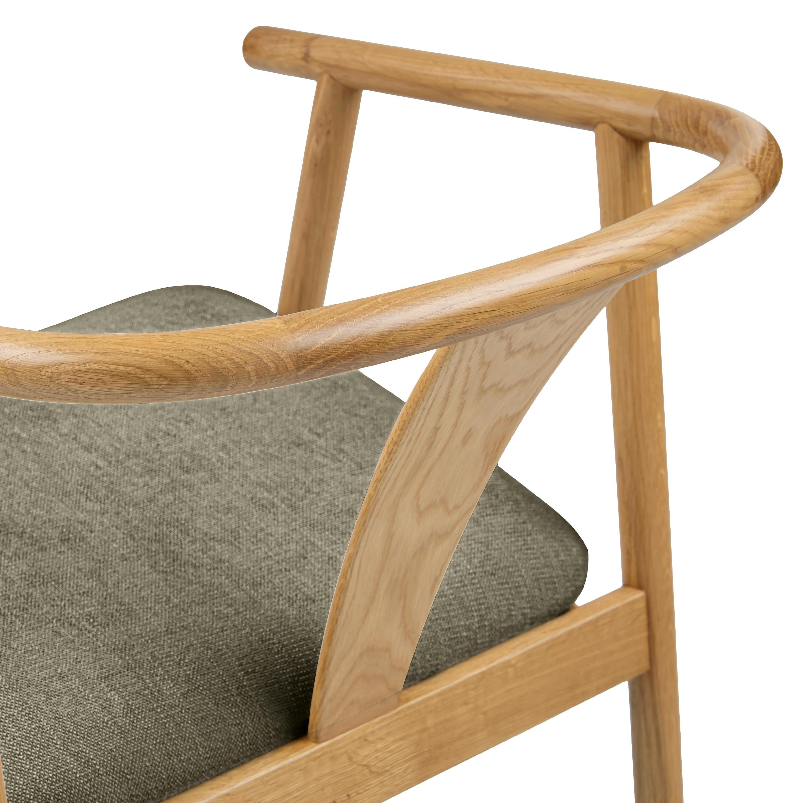 Fonra Algonquin Green Fabric & Oak Wood Wishbone Dining Chair