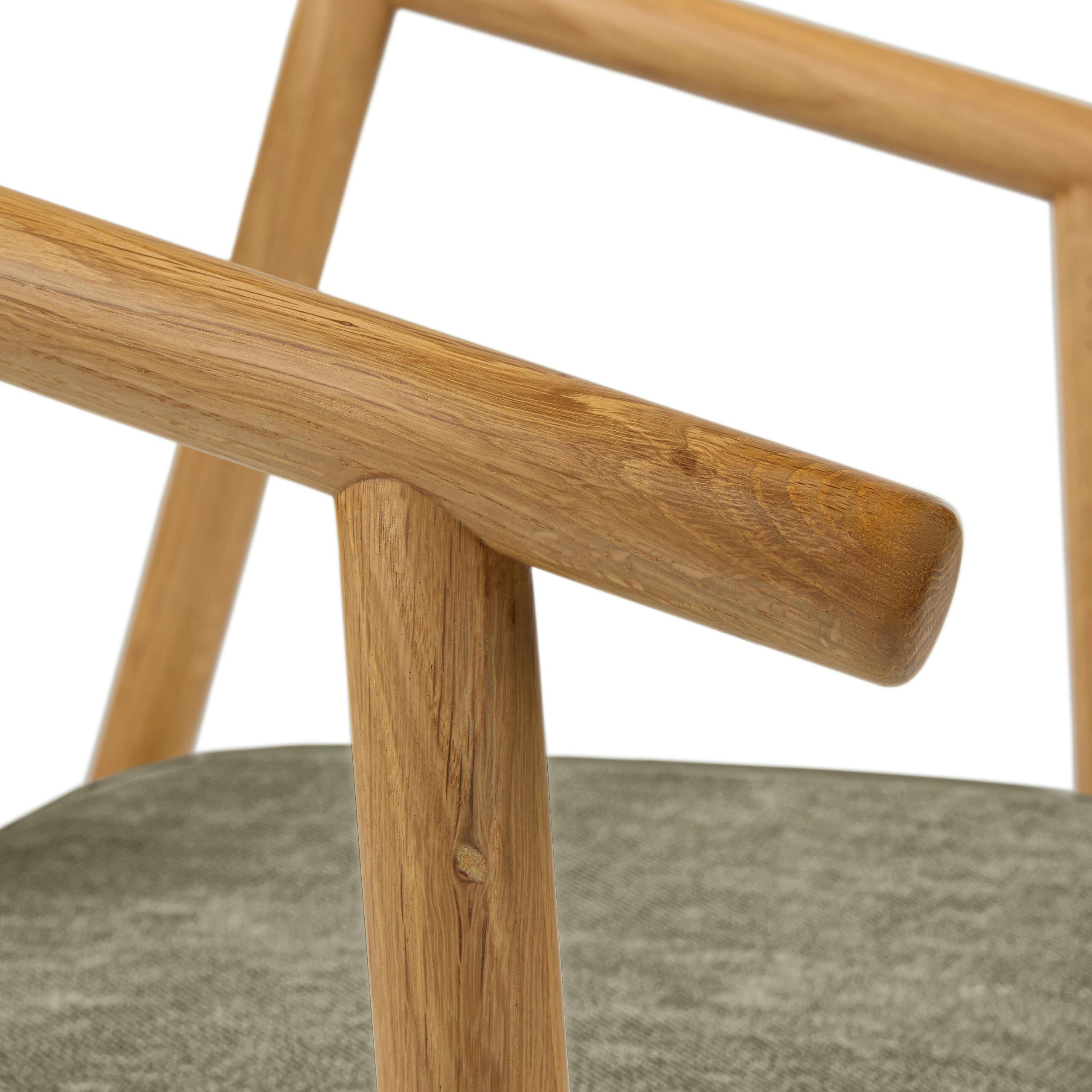 Fonra Algonquin Green Fabric & Oak Wood Wishbone Dining Chair