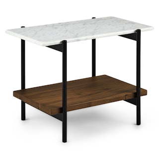 Agotu Marble Side Table - Walnut