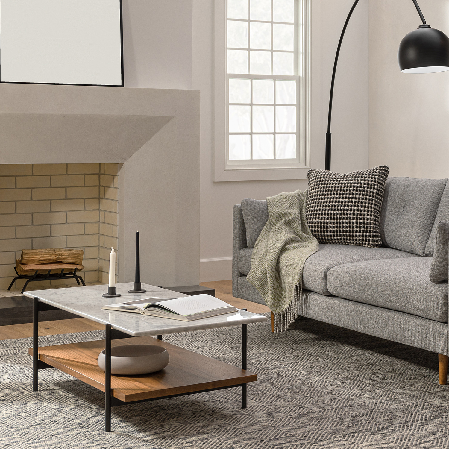 Agotu Walnut & Marble Rectangular Coffee Table | Article