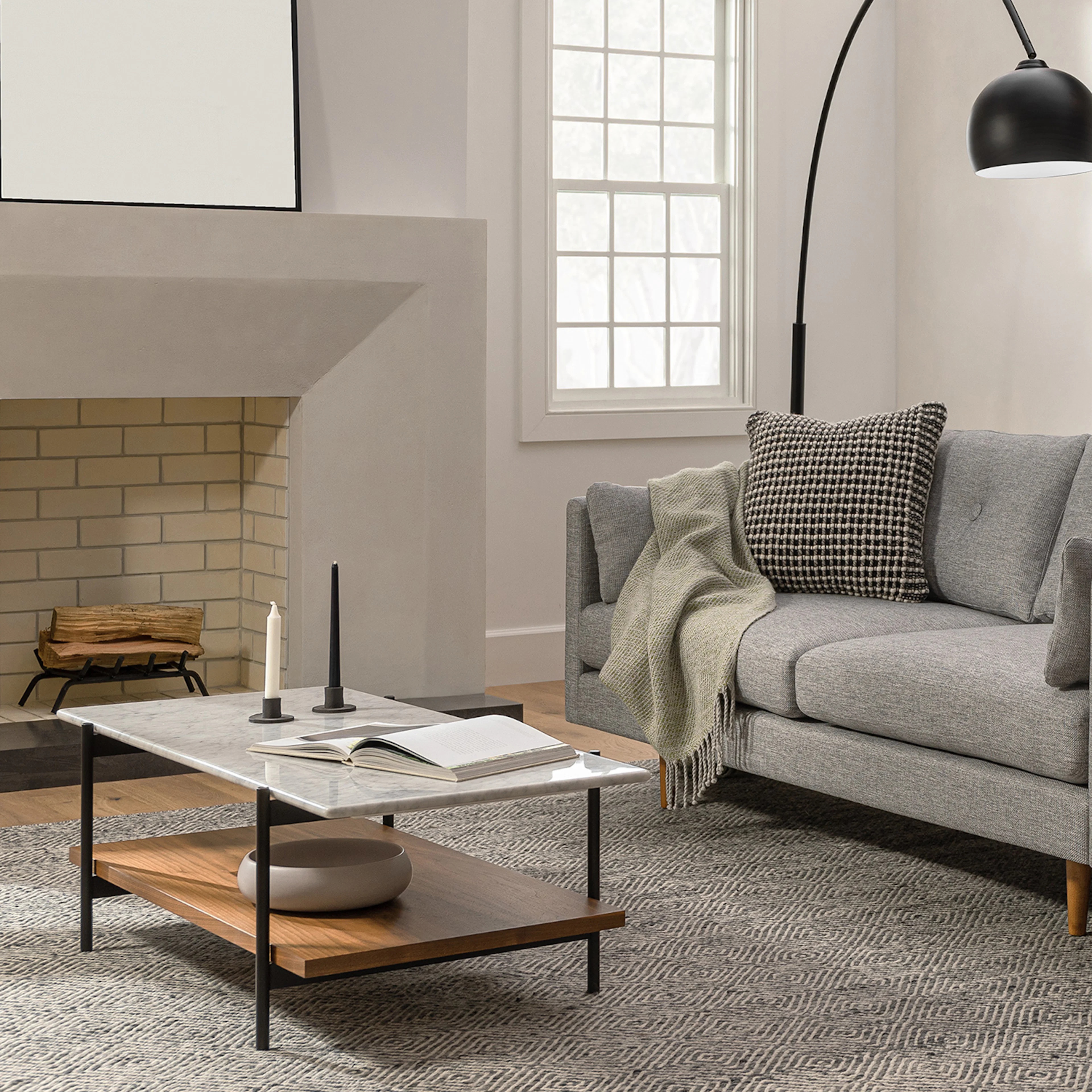 Agotu 44" Marble Coffee Table - Walnut